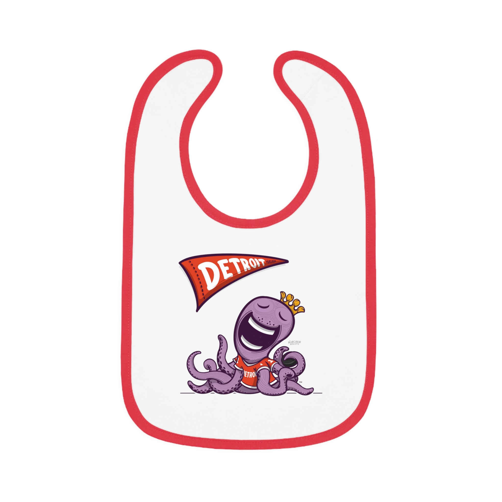 Detroit Hockey Baby Bib & Infant Lil' Stanley Themed | Hand-Drawn Art | Gifts for Newborns