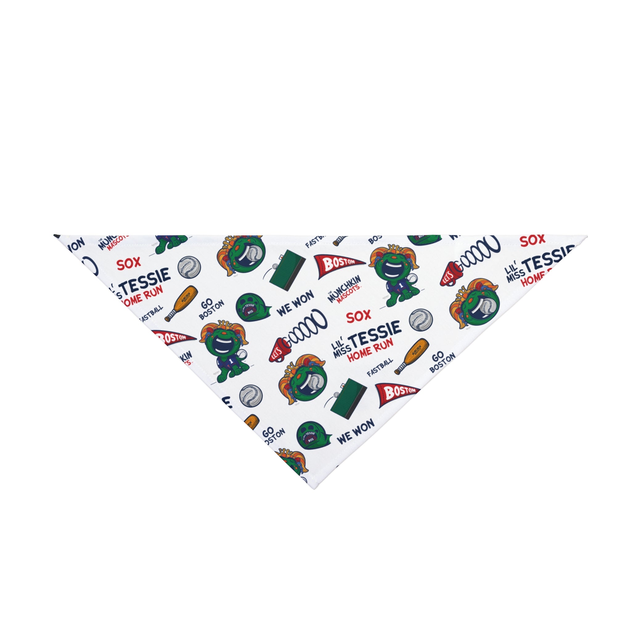 Boston Baseball Pet Bandana Lil' Miss Tessie Pattern | Hand-Drawn Art | Gifts for Pets