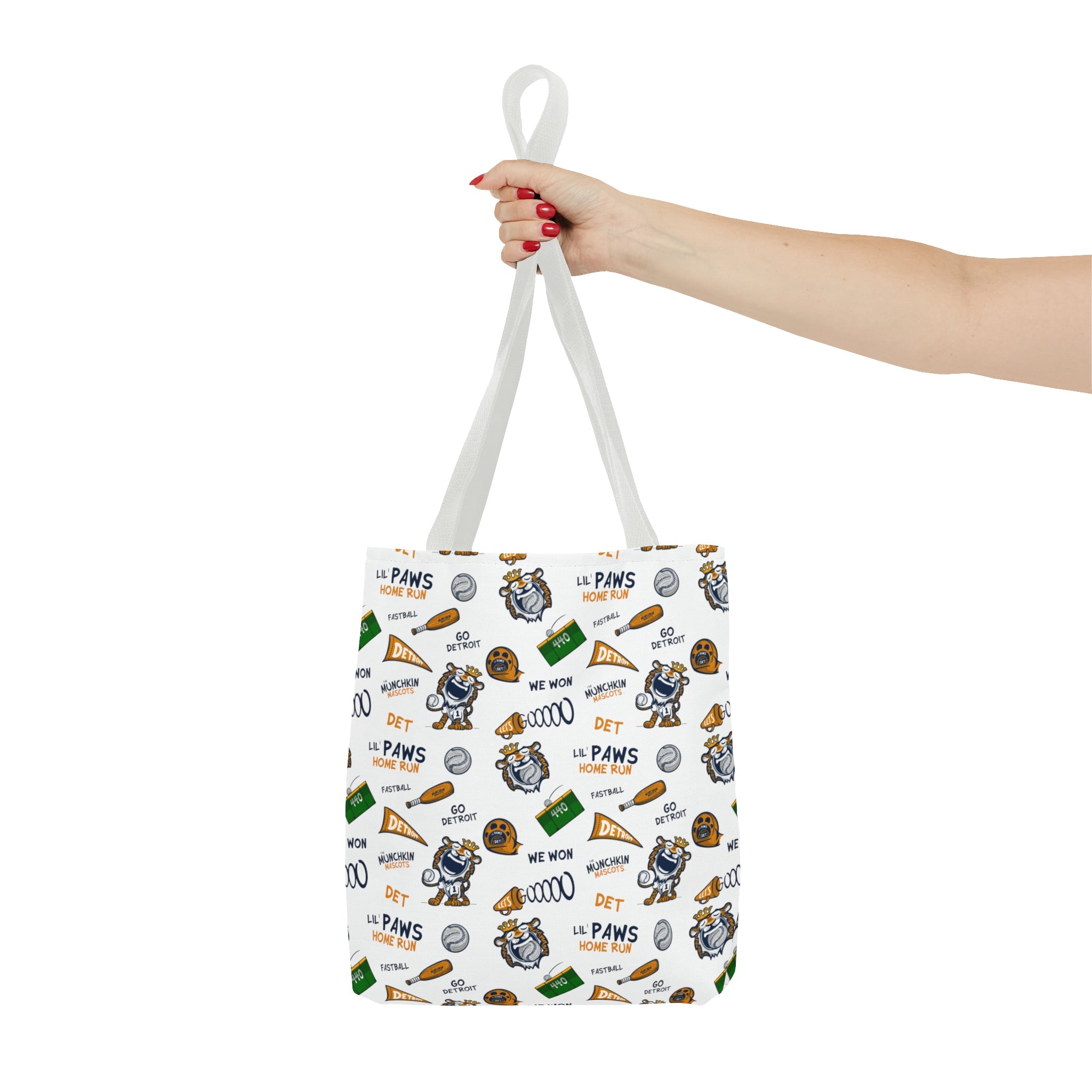 🐾⚾ Tote Bag (AOP) - Pattern - Lil' Paws DET Baseball ⚾🐾 Printify