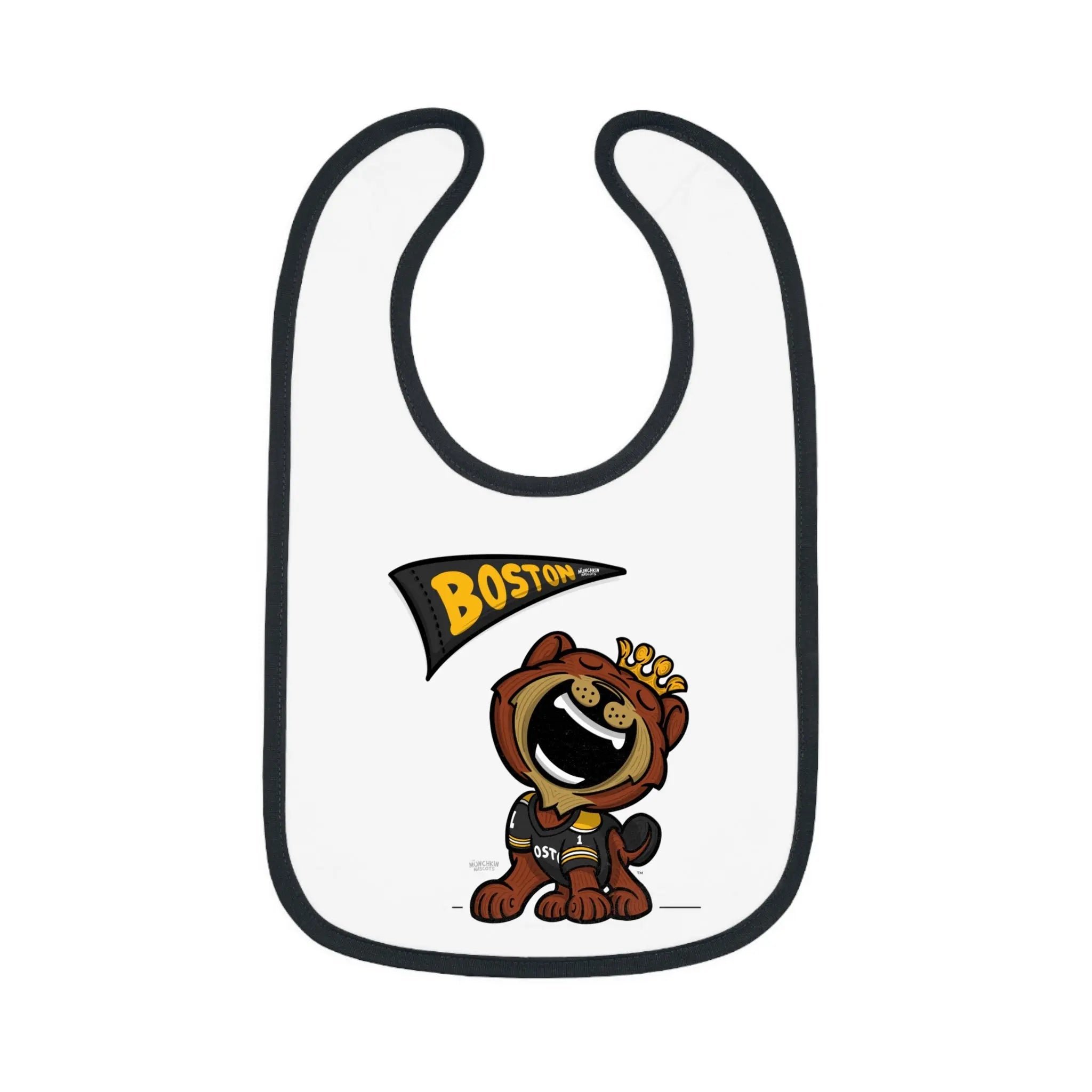 Baby Contrast Trim Jersey Bib - Flag + Lil' Blades - Lil' Blades BOS Hockey Printify