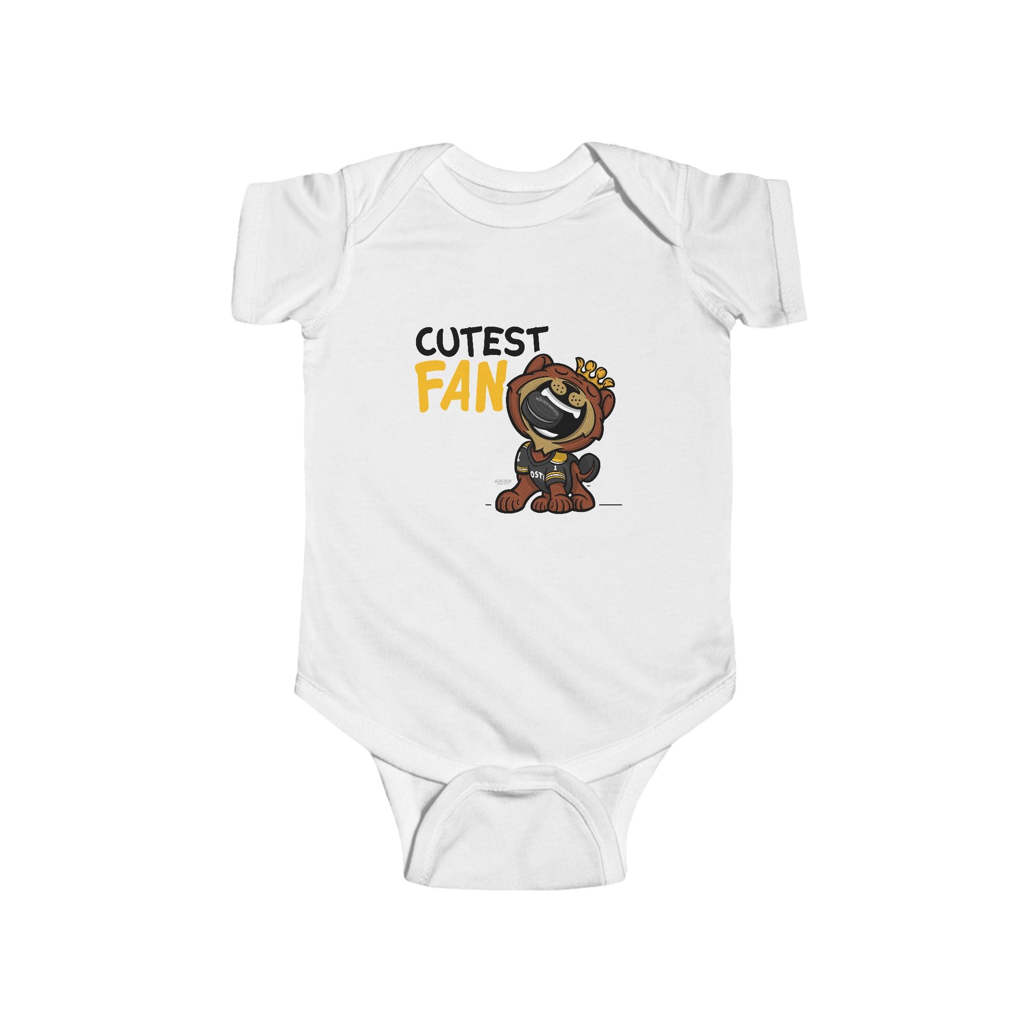 Boston Hockey Newborn & Infant Lil' Blades 'Cutest Fan' Jersey Bodysuit | Hand-Drawn Art | Gifts for Newborns