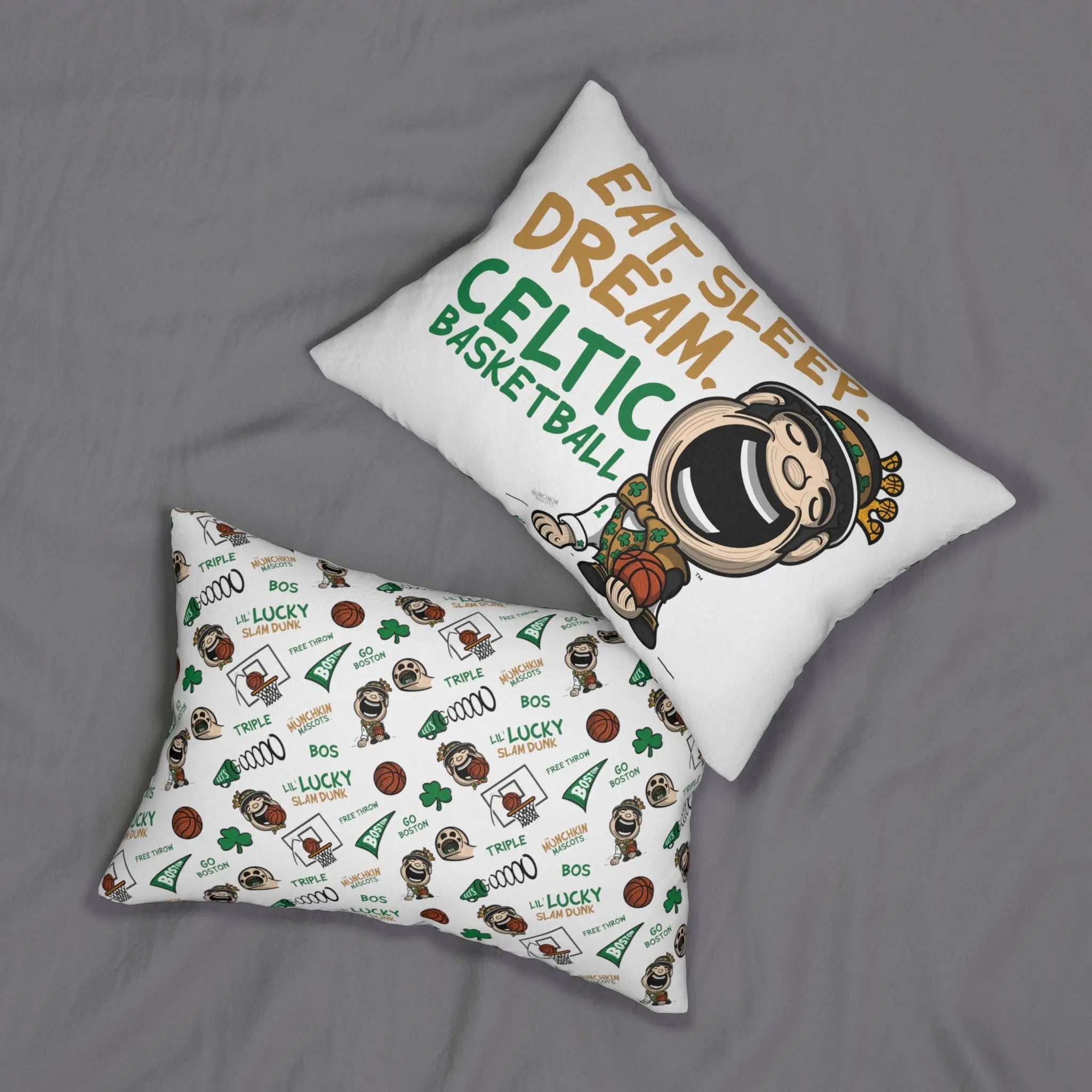 Spun Polyester Lumbar Pillow - Eat Sleep Dream - Lil' Lucky BOS Basketball Printify