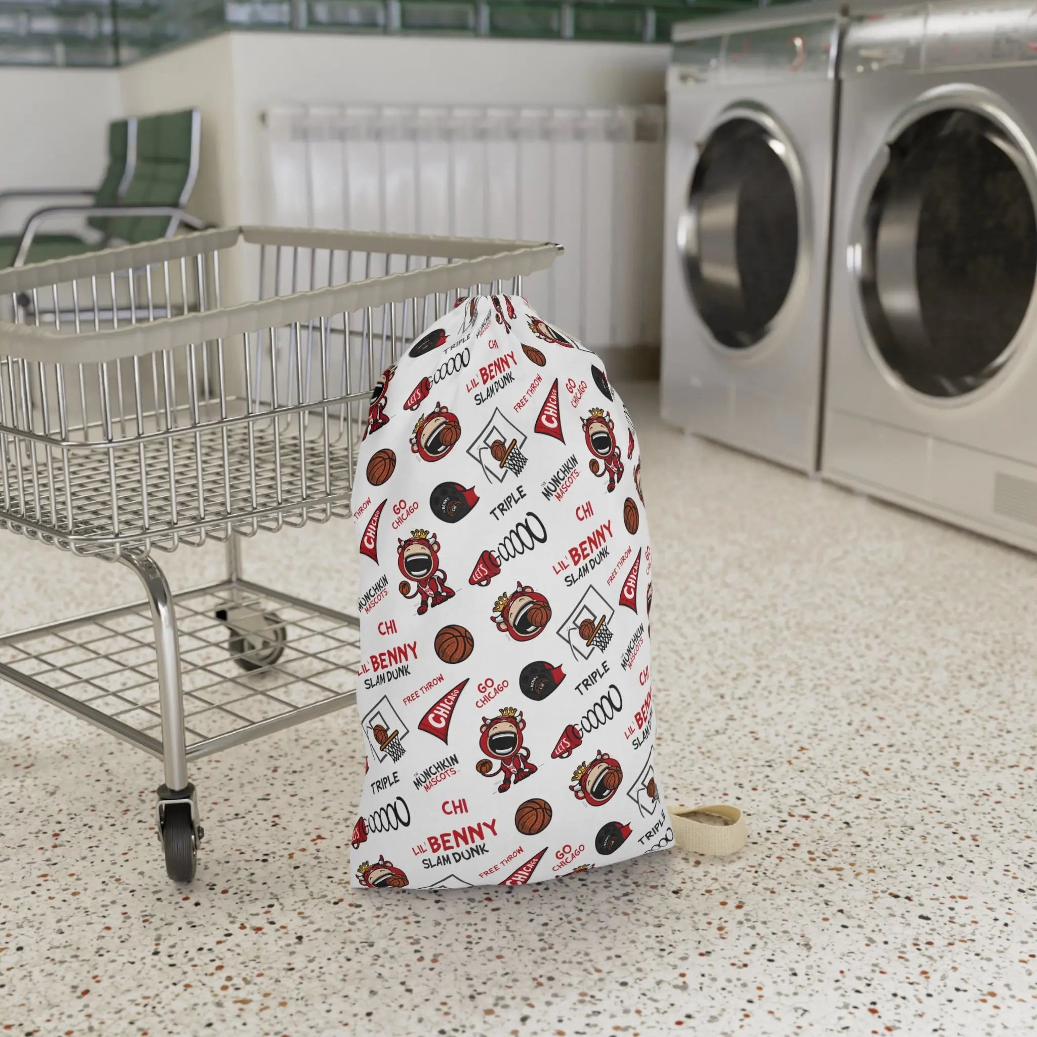 Laundry Bag - Pattern - Lil' Benny CHI Basketball Printify