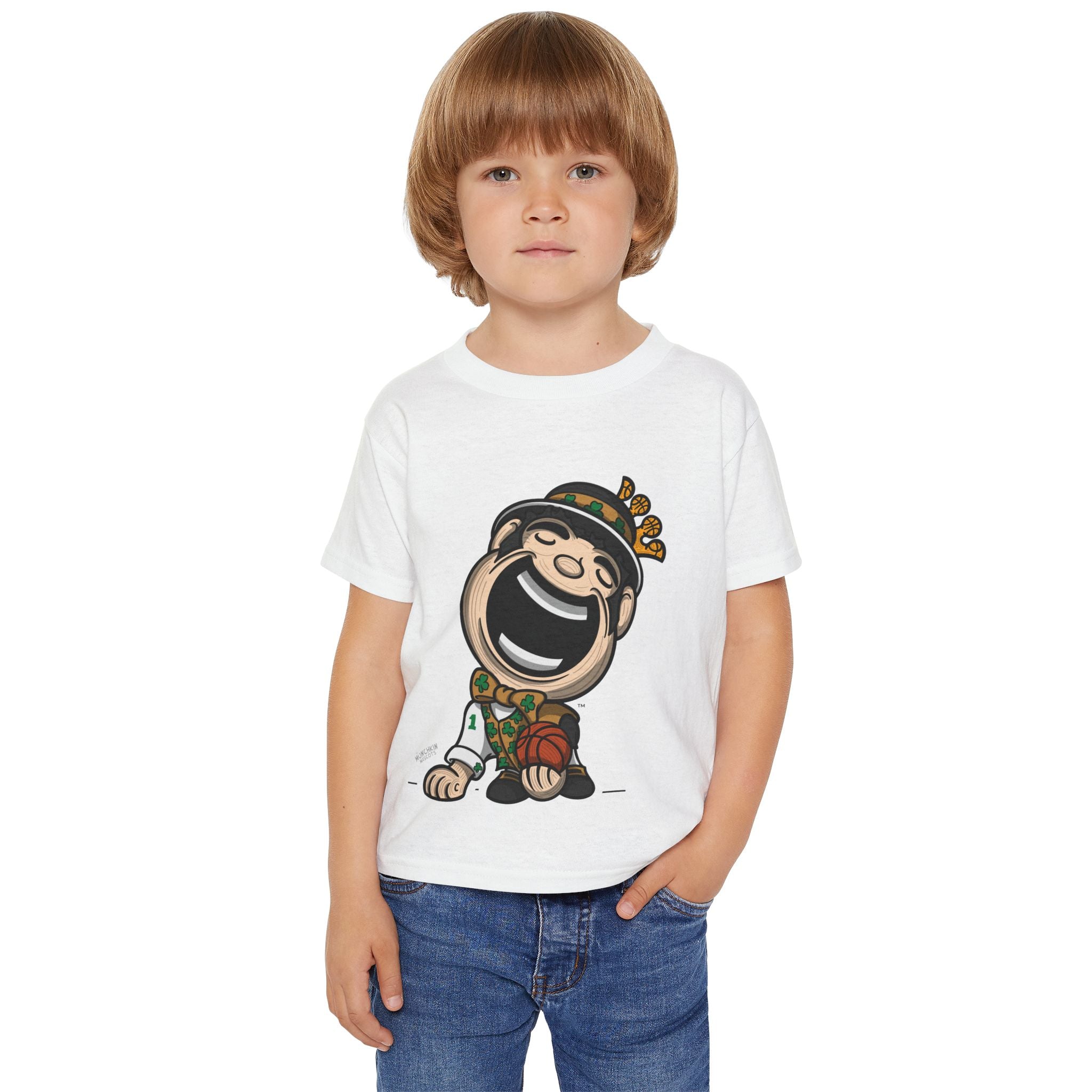 Boston Basketball Toddler Tshirt Lil' Lucky 'Home/Away Mascot' | Hand-Drawn Art | Gifts for Kids