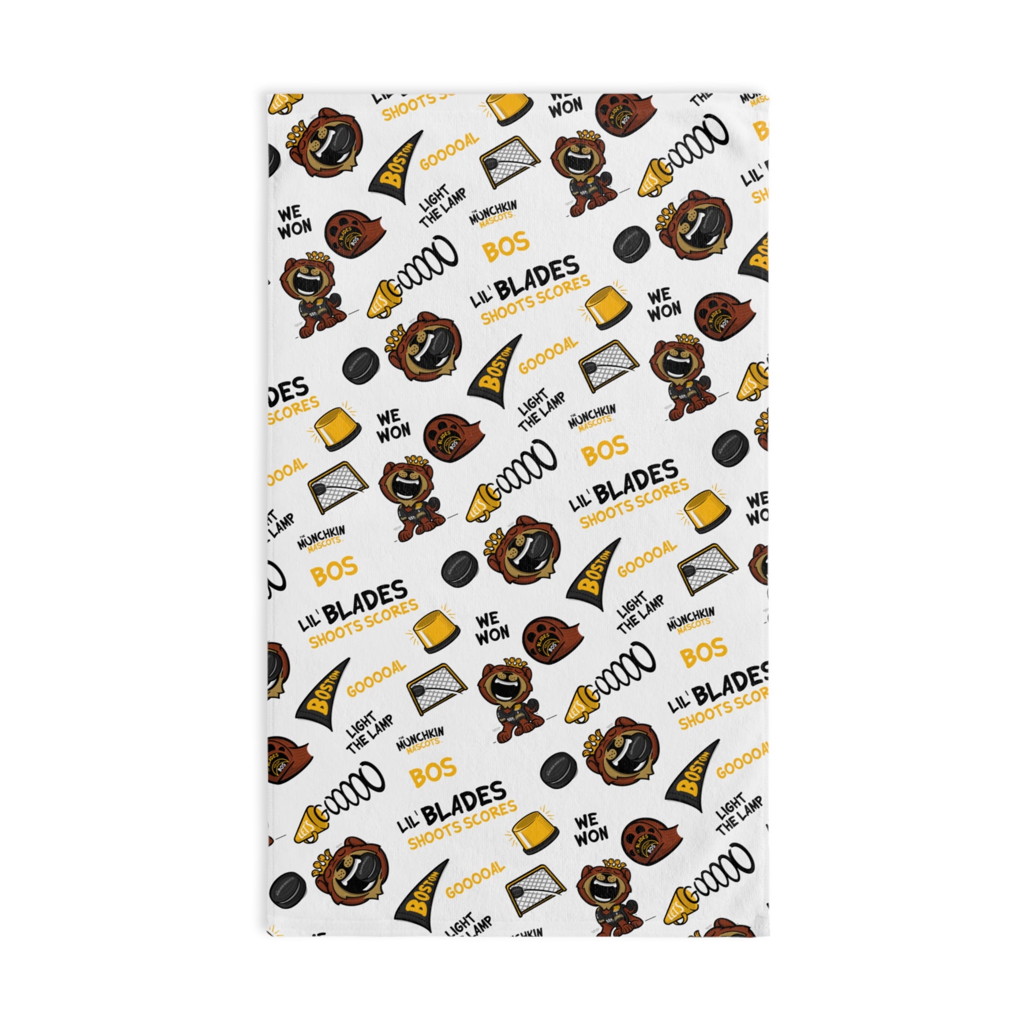 Boston Hockey Hand Towel Lil' Blades Pattern | Hand-Drawn Art | Gifts for Kids