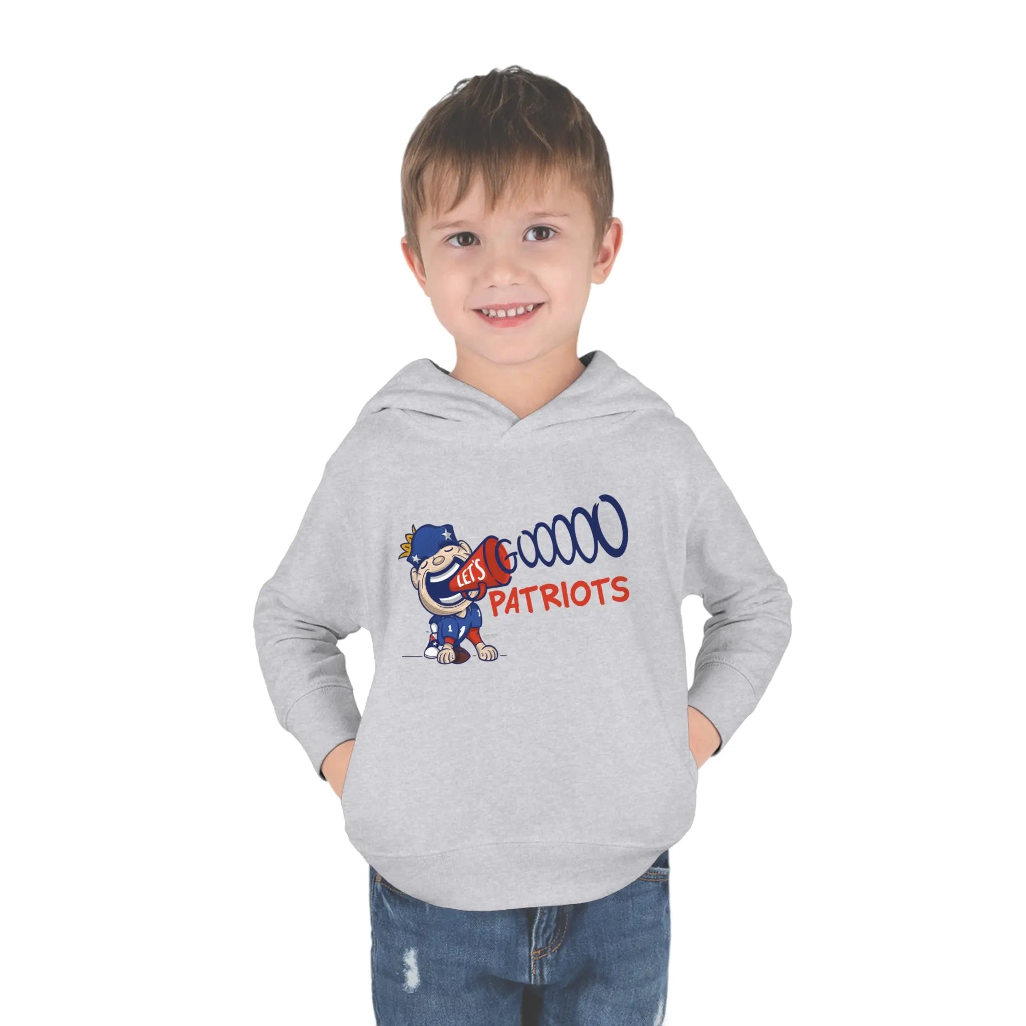 Toddler Pullover Fleece Hoodie - Let's Go - Lil' Pat NE Football Printify