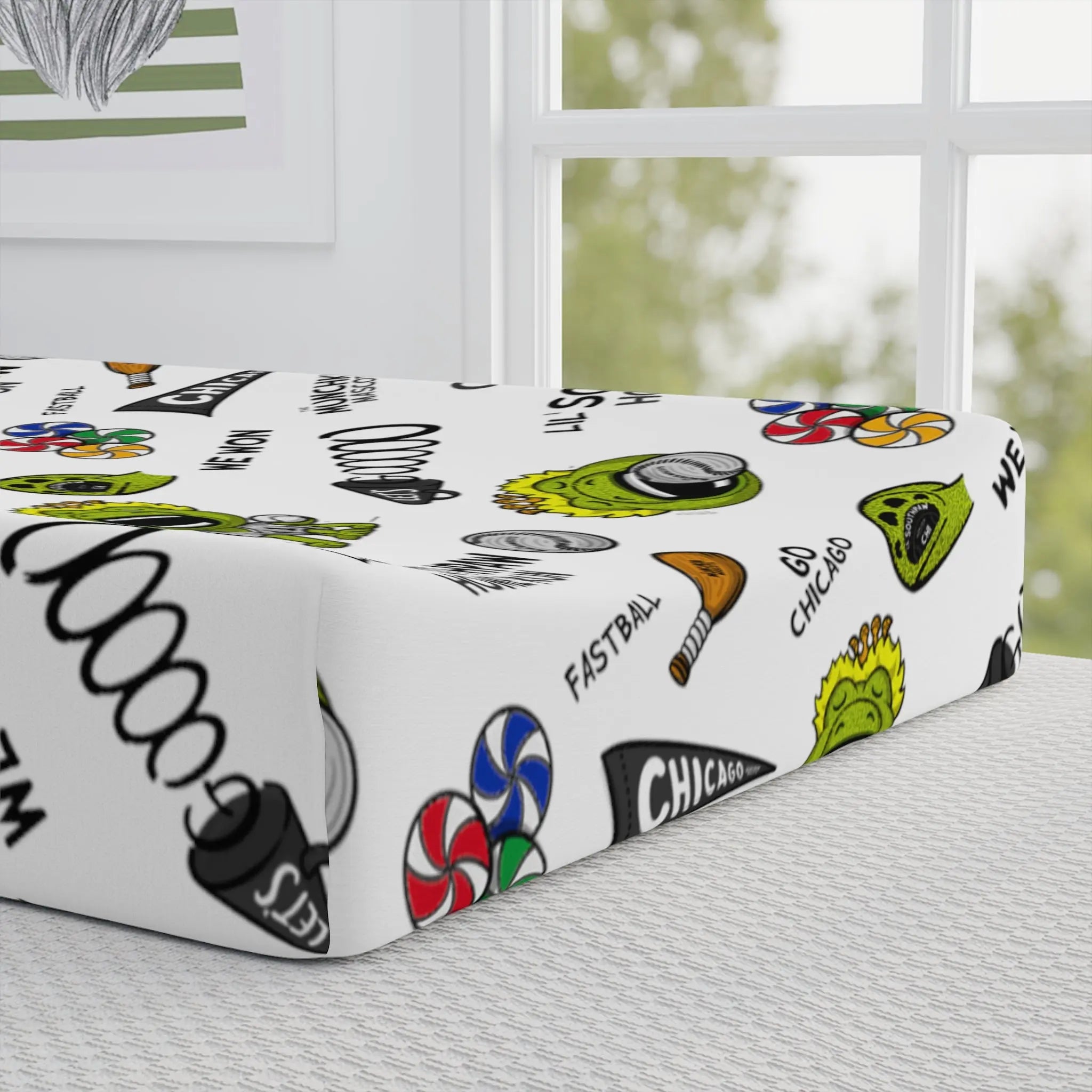 Baby Changing Pad Cover - Pattern - Lil' Southpaw CHI Baseball Printify