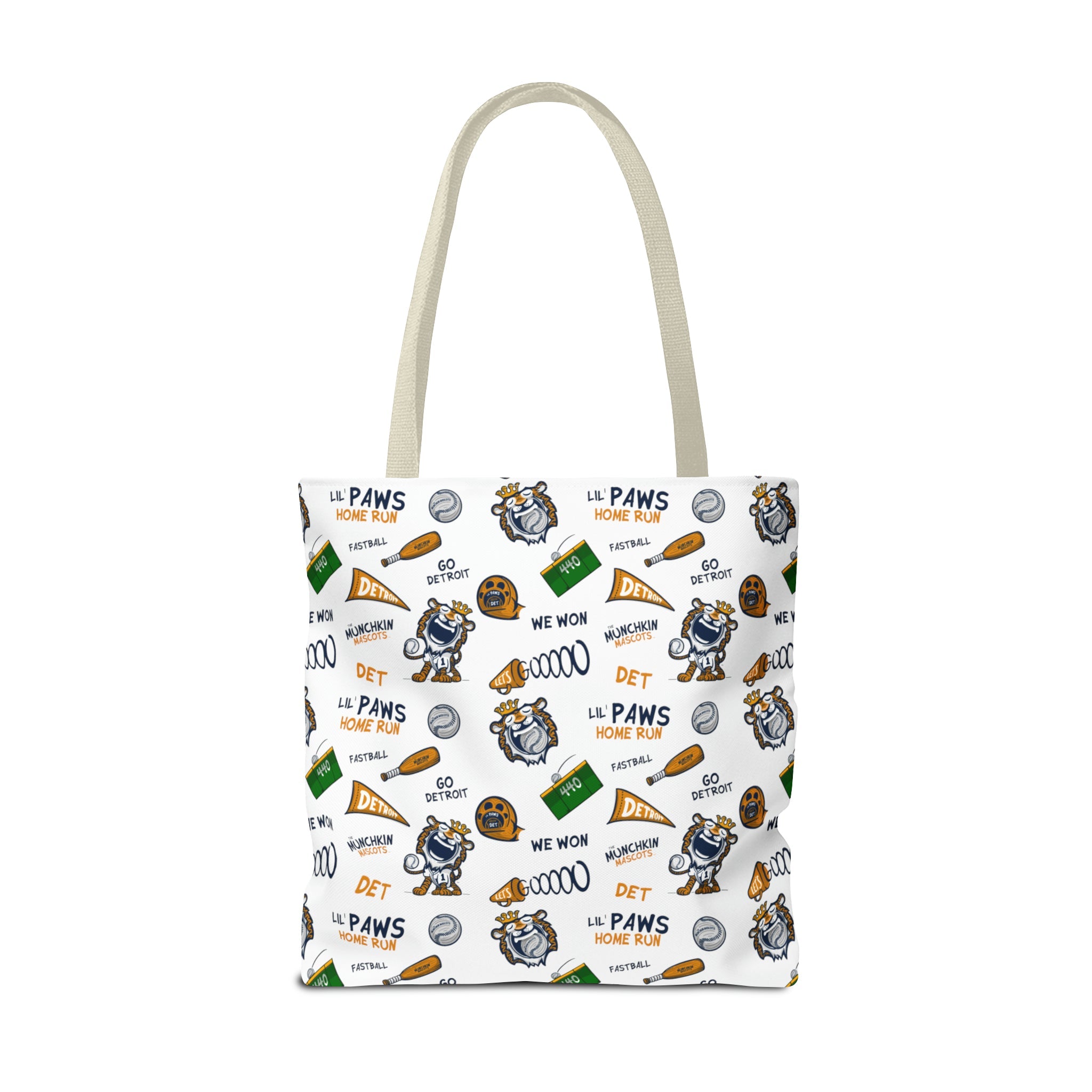 🐾⚾ Tote Bag (AOP) - Pattern - Lil' Paws DET Baseball ⚾🐾 Printify