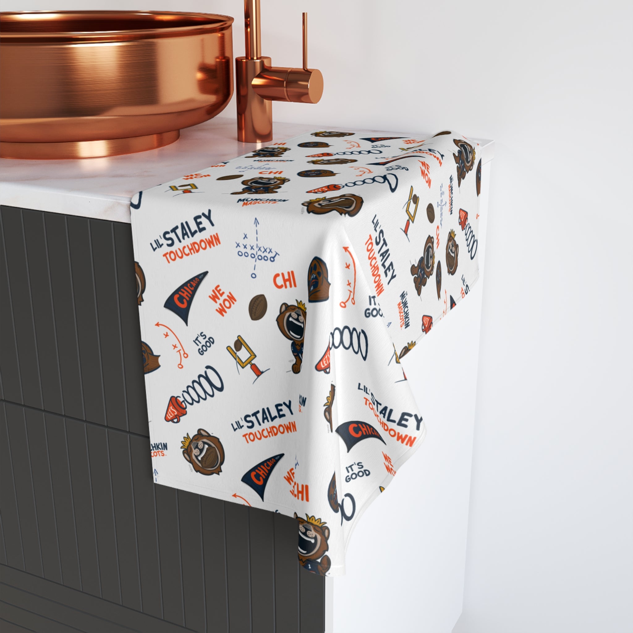 Chicago Football Hand Towel Lil' Staley Pattern | Hand-Drawn Art | Gifts for Kids