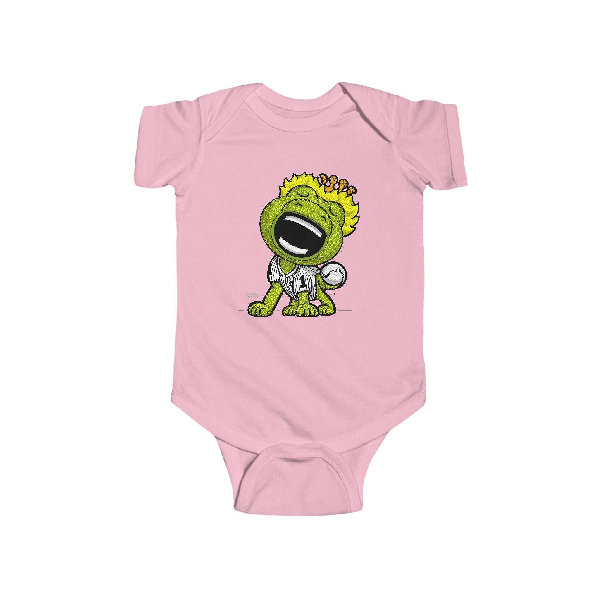 Chicago Baseball Newborn & Infant Lil' Southpaw 'Munchkin Mascot' Jersey Bodysuit | Hand-Drawn Art | Gifts for Newborns