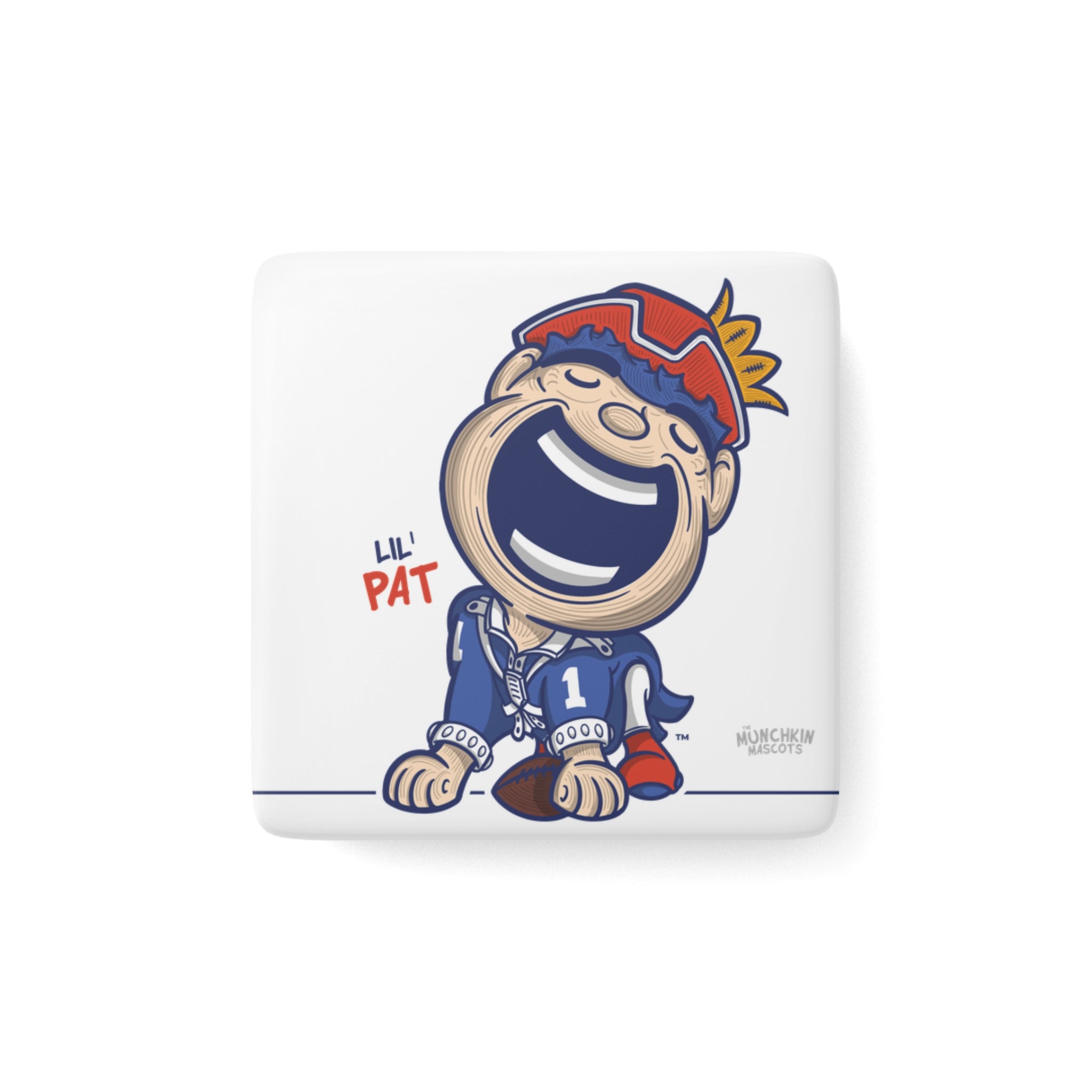 New England Football Porcelain Magnet Lil' Pat 'Munchkin Mascot' | Hand-Drawn Art | Gifts for Kids