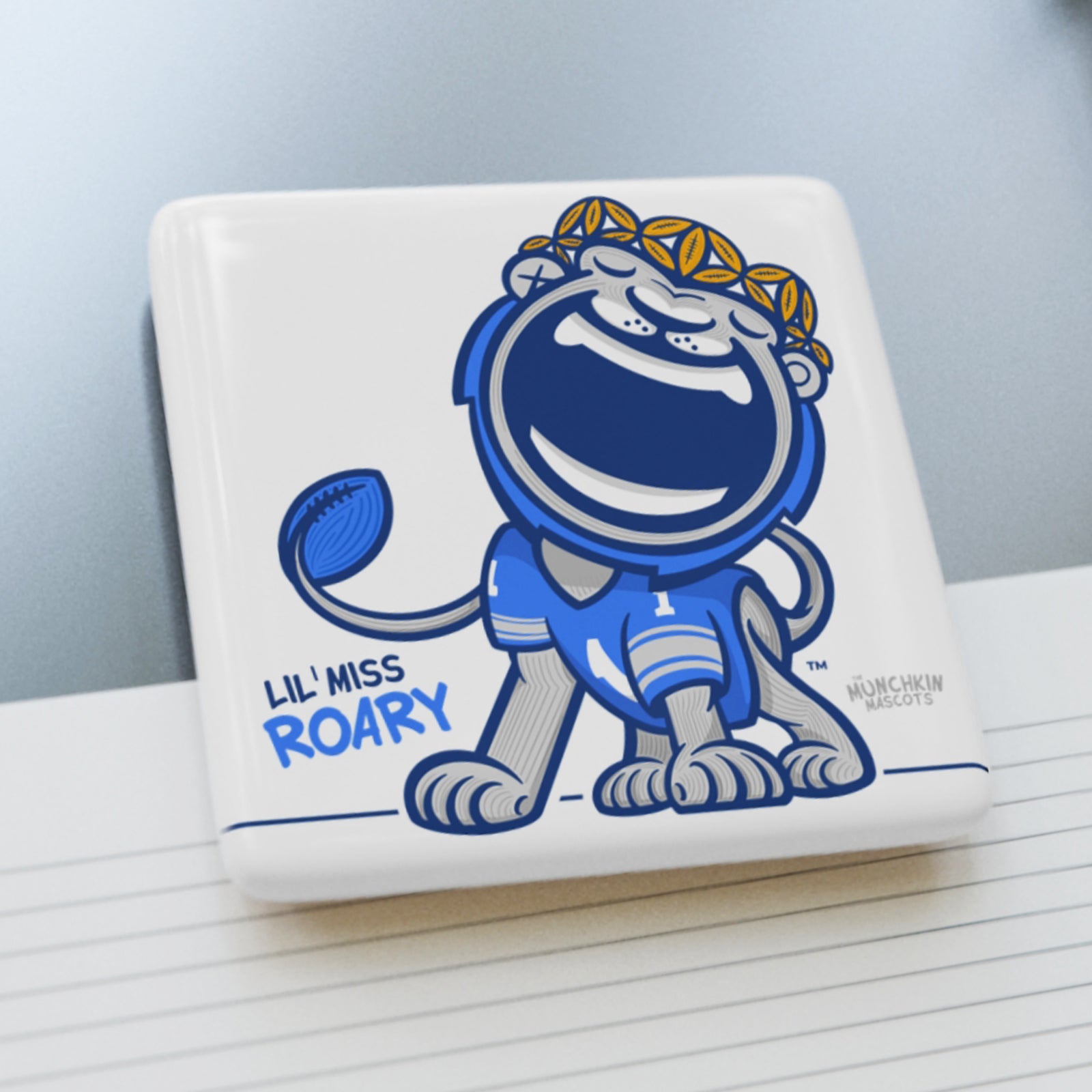 Detroit Football Porcelain Magnet Lil' Miss Roary 'Munchkin Mascot' | Hand-Drawn Art | Gifts for Kids