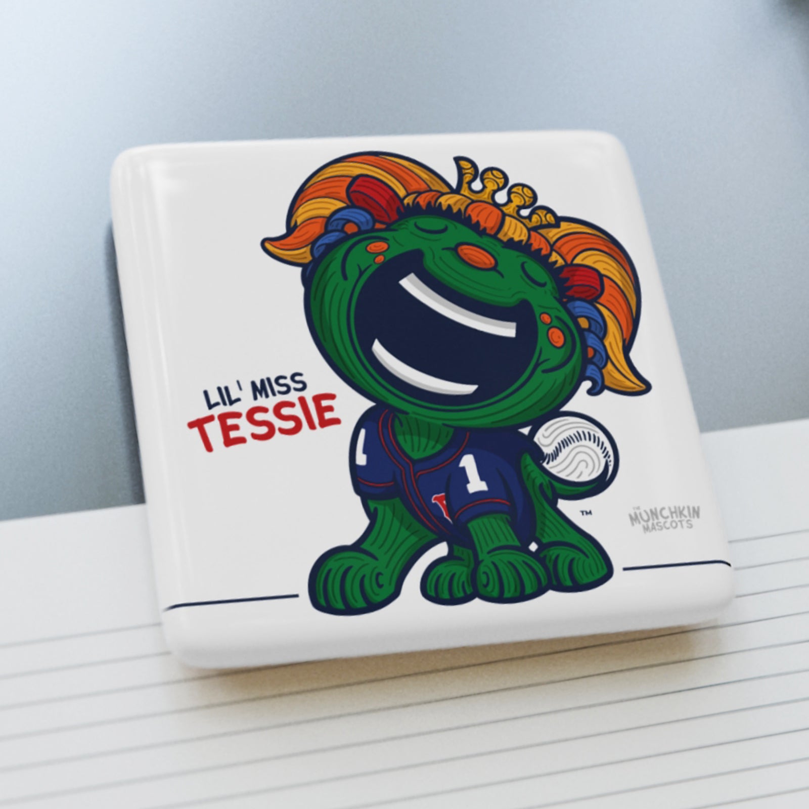 Boston Baseball Porcelain Magnet Lil' Miss Tessie 'Munchkin Mascot' | Hand-Drawn Art | Gifts for Kids