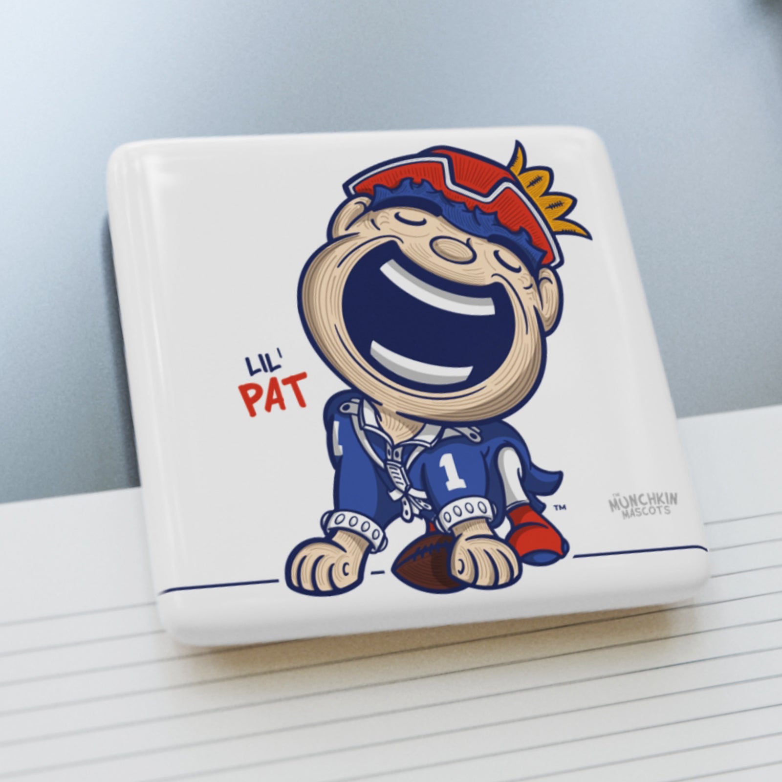 New England Football Porcelain Magnet Lil' Pat 'Munchkin Mascot' | Hand-Drawn Art | Gifts for Kids