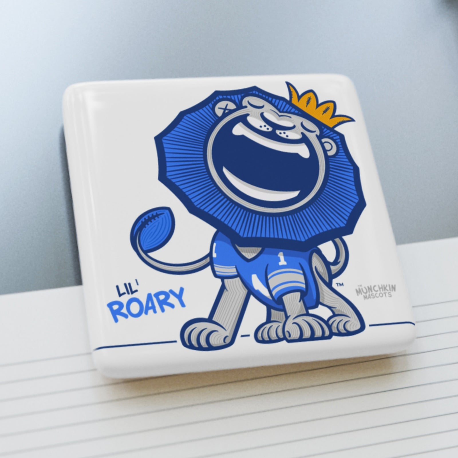 Detroit Football Porcelain Magnet Lil' Roary 'Munchkin Mascot' | Hand-Drawn Art | Gifts for Kids