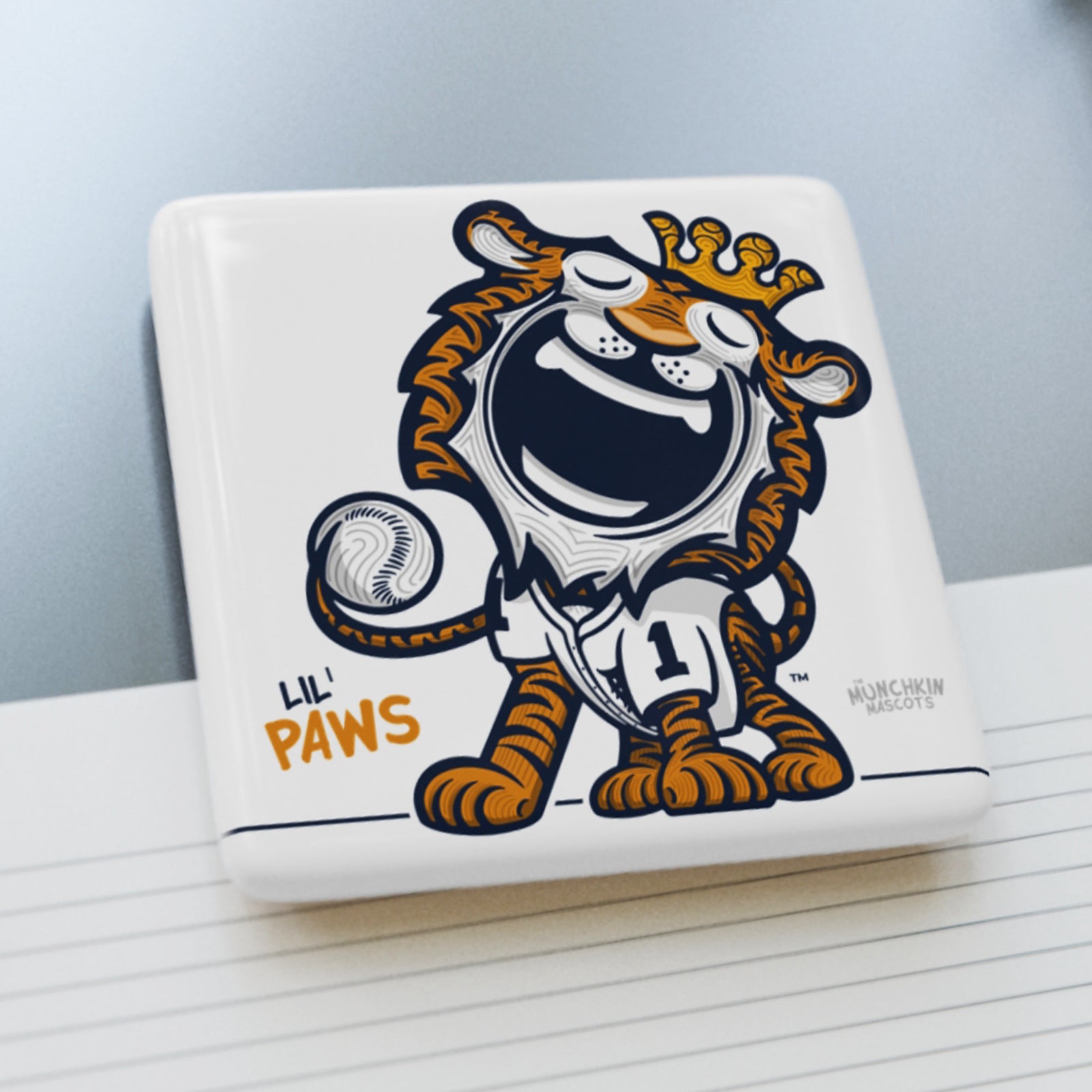 Detroit Baseball Porcelain Magnet Lil' Paws 'Munchkin Mascot' | Hand-Drawn Art | Gifts for Kids