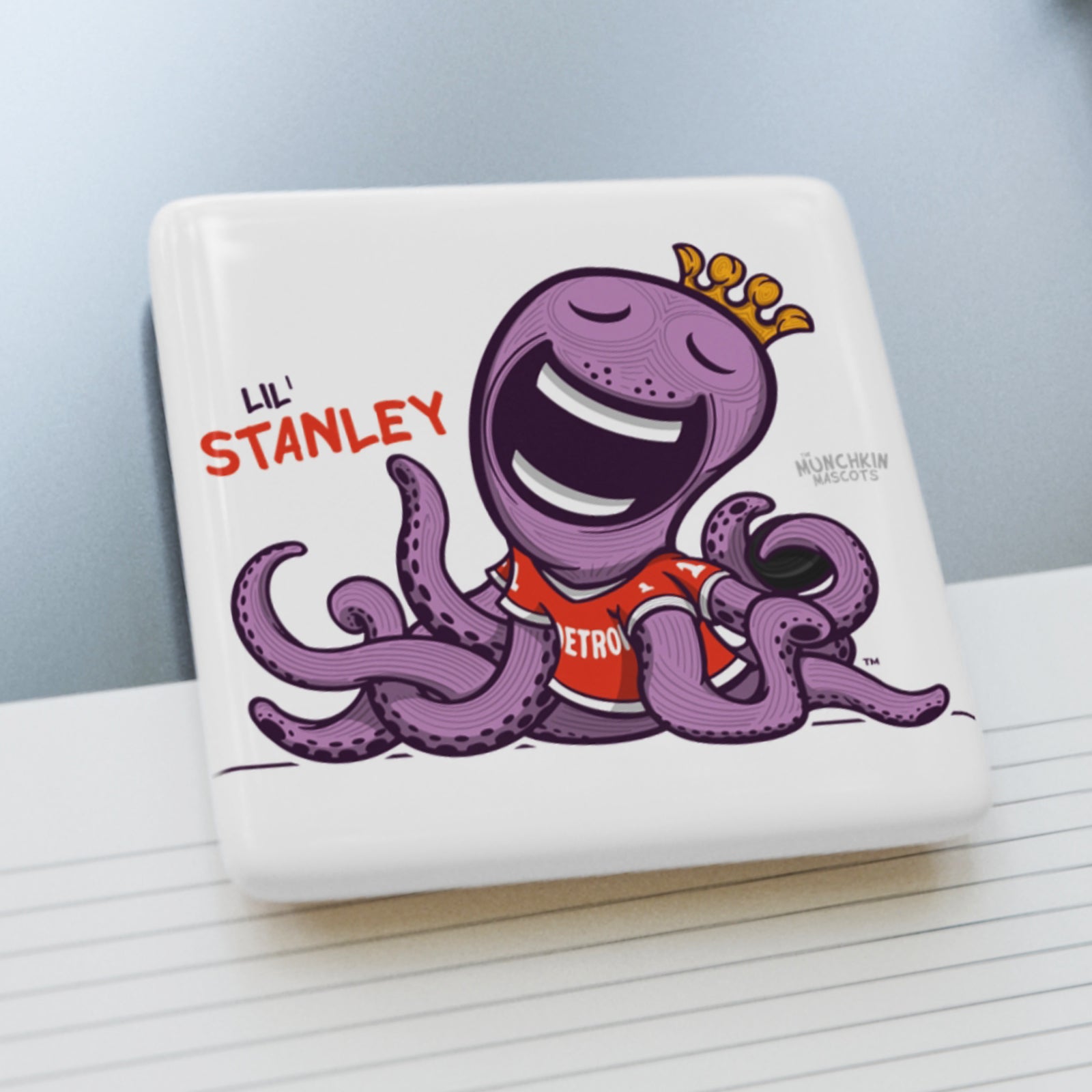 Detroit Hockey Porcelain Magnet Lil' Stanley 'Munchkin Mascot' | Hand-Drawn Art | Gifts for Kids
