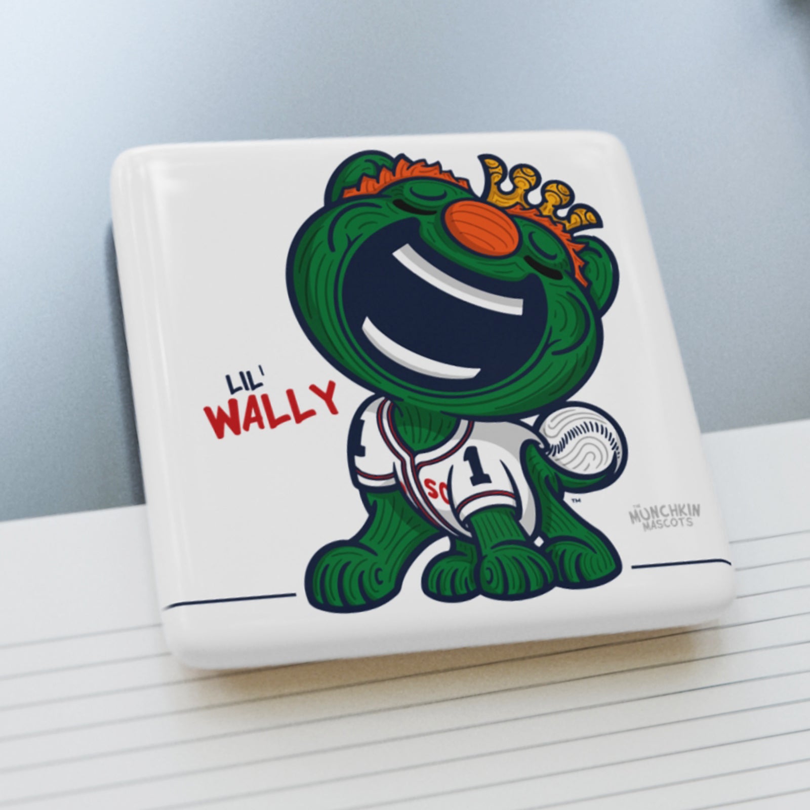 Boston Baseball Porcelain Magnet Lil' Wally 'Munchkin Mascot' | Hand-Drawn Art | Gifts for Kids