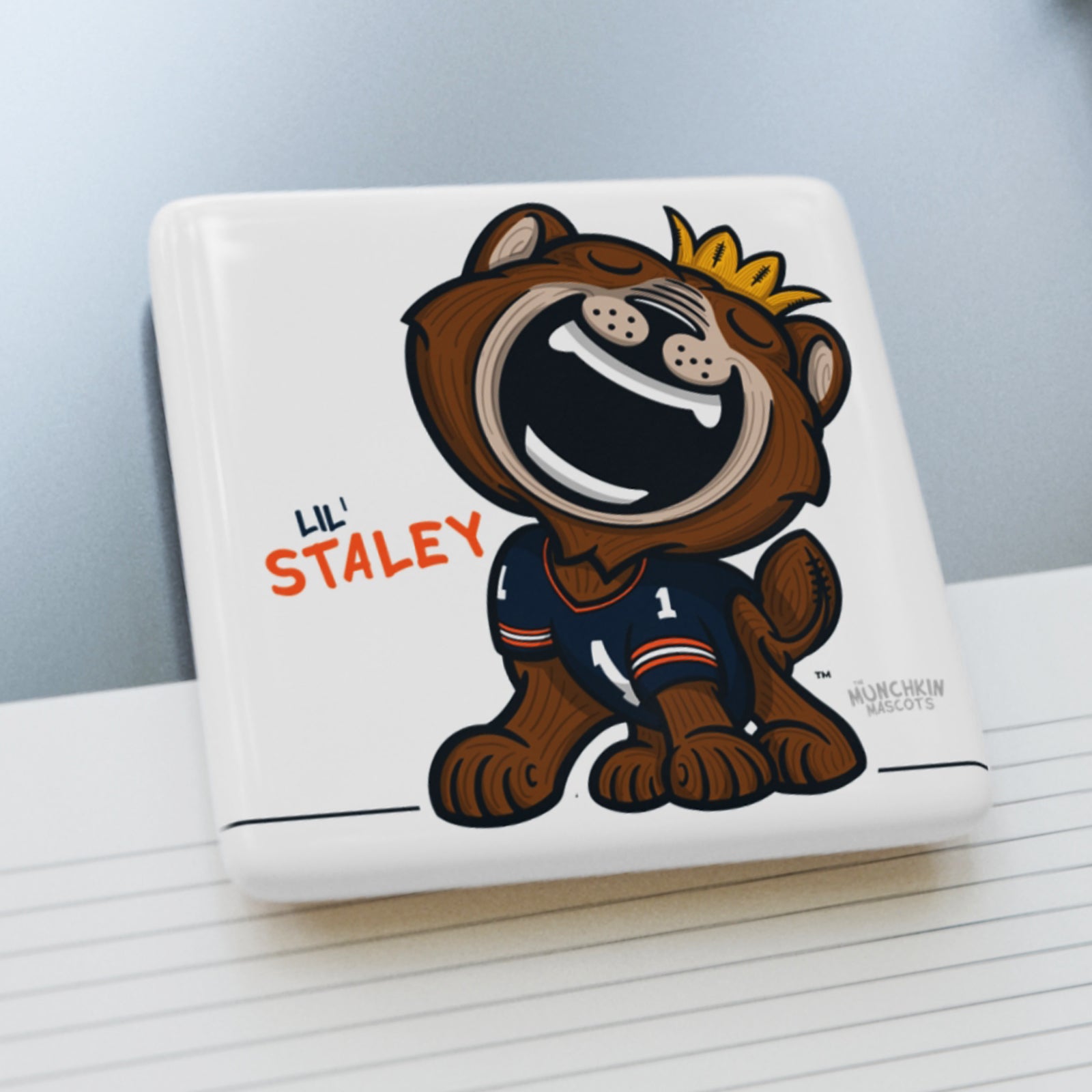 Chicago Football Porcelain Magnet Lil' Staley 'Munchkin Mascot' | Hand-Drawn Art | Gifts for Kids