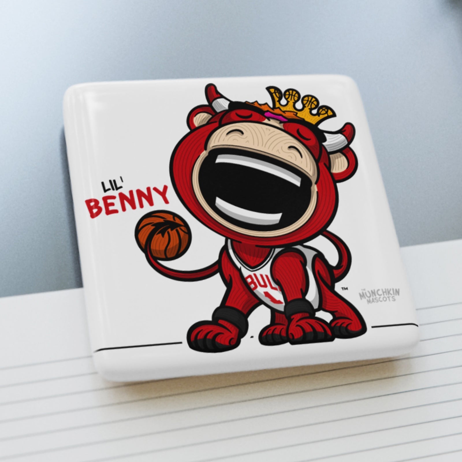 Chicago Basketball Porcelain Magnet Lil' Benny 'Munchkin Mascot' | Hand-Drawn Art | Gifts for Kids