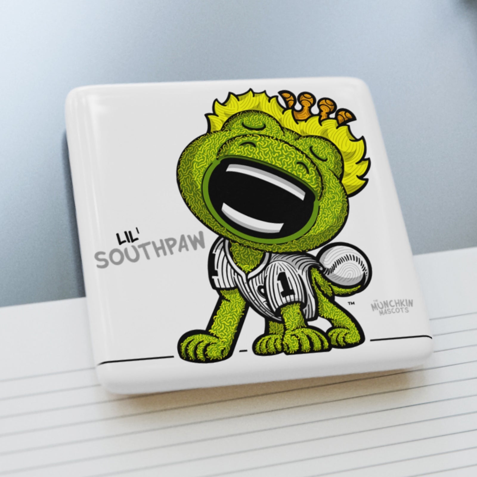 Chicago Baseball Porcelain Magnet Lil' Southpaw 'Munchkin Mascot' | Hand-Drawn Art | Gifts for Kids