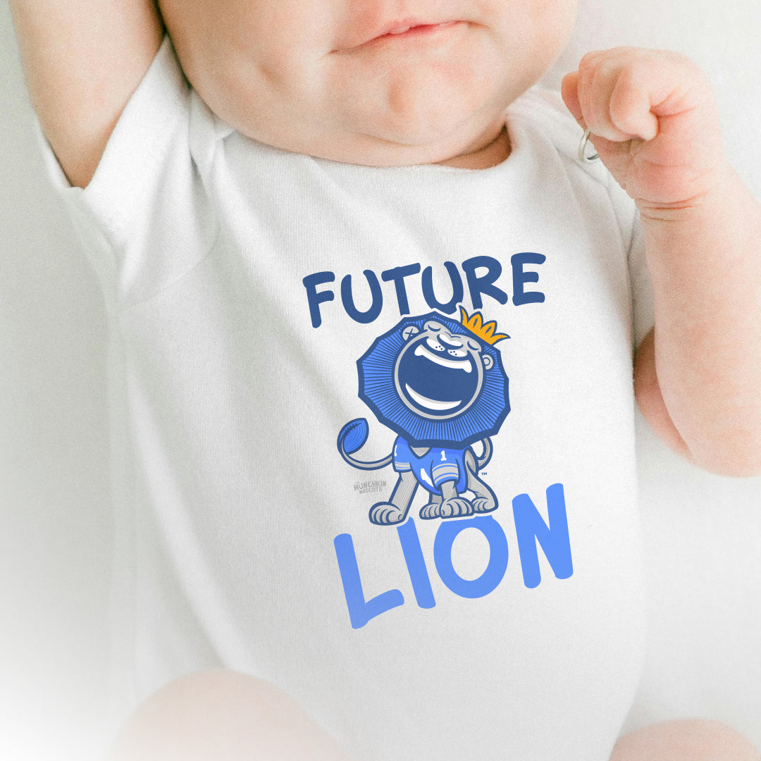 Detroit Football Newborn & Infant Lil' Roary 'Future' Jersey Bodysuit | Hand-Drawn Art | Gifts for Newborns