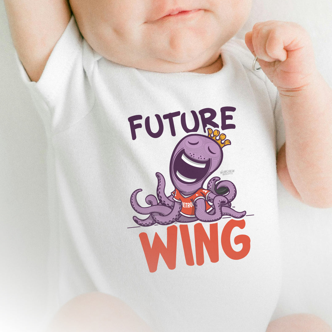 Detroit Hockey Newborn & Infant Lil' Stanley 'Future' Jersey Bodysuit | Hand-Drawn Art | Gifts for Newborns