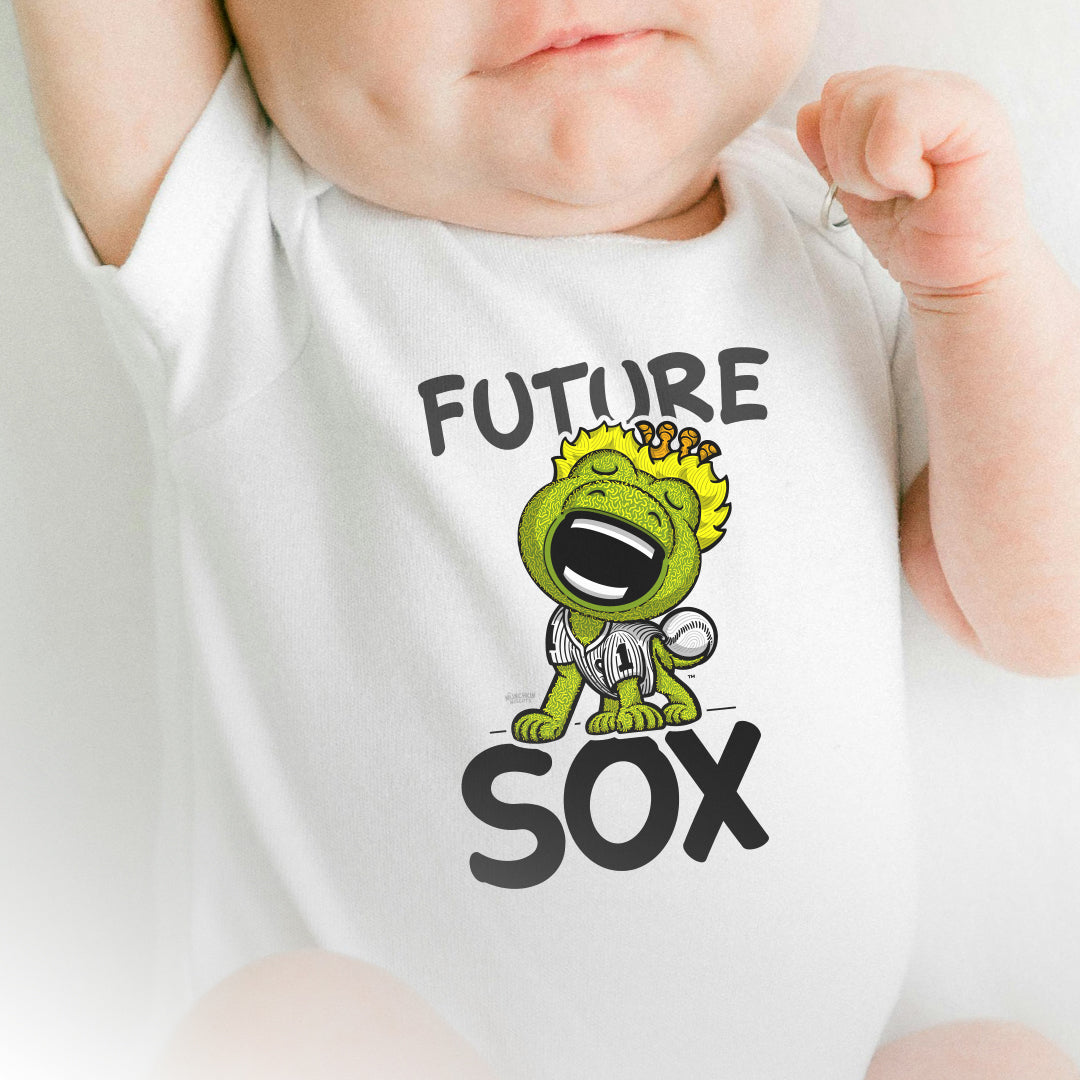 Chicago Baseball Newborn & Infant Lil' Southpaw 'Future' Jersey Bodysuit | Hand-Drawn Art | Gifts for Newborns