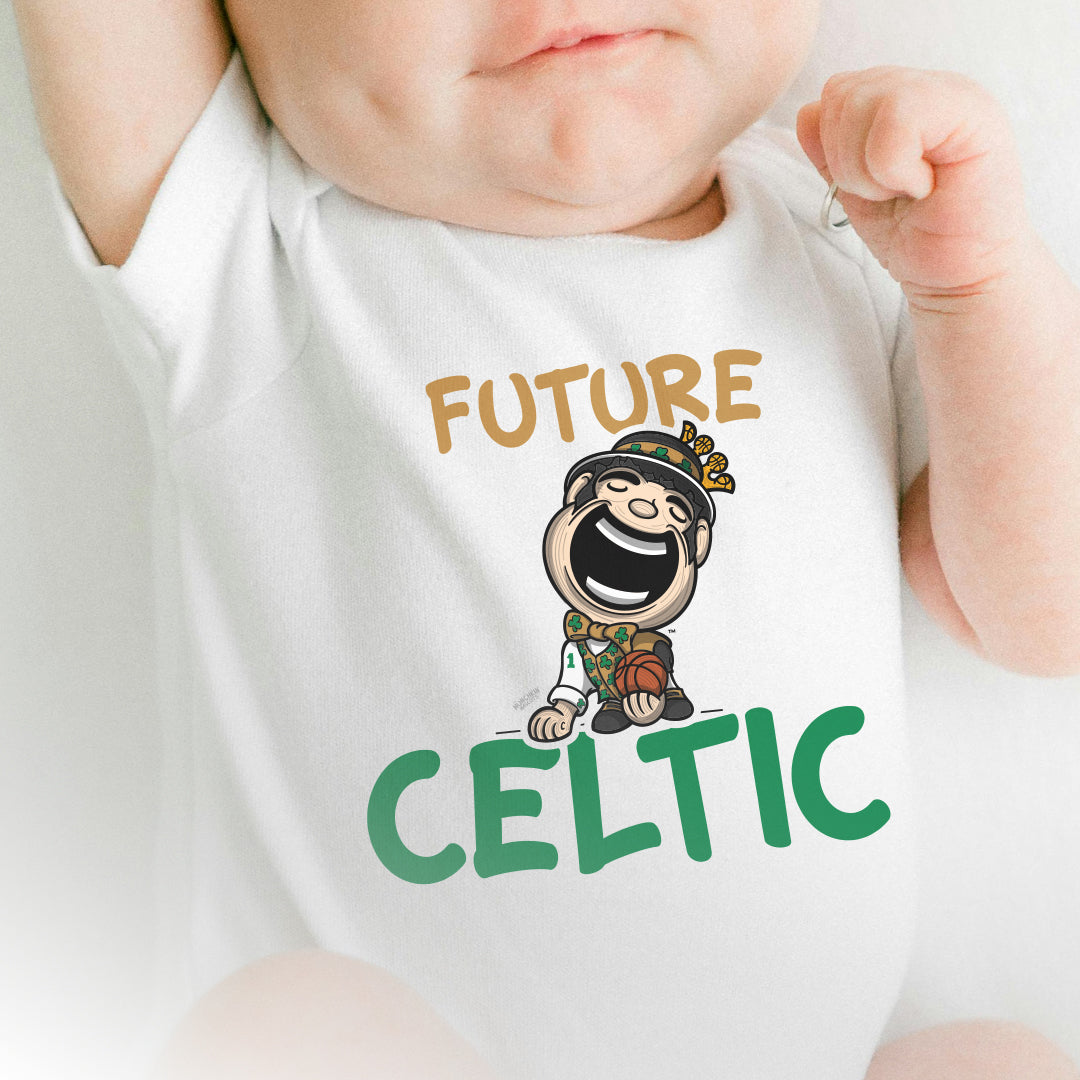 Boston Basketball Newborn & Infant Lil' Lucky 'Future' Jersey Bodysuit | Hand-Drawn Art | Gifts for Newborns