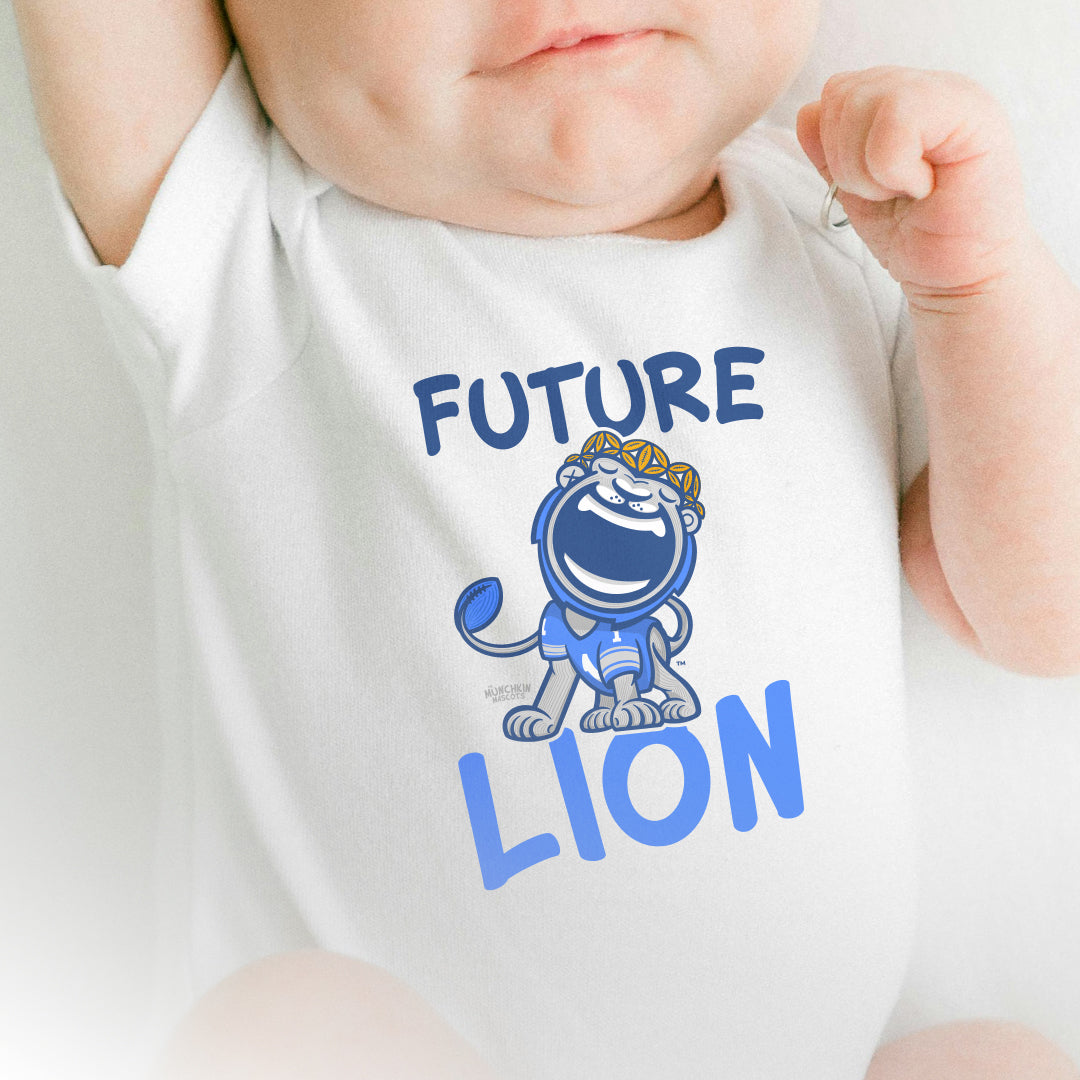 Detroit Football Newborn & Infant Lil' Miss Roary 'Future' Jersey Bodysuit | Hand-Drawn Art | Gifts for Newborns