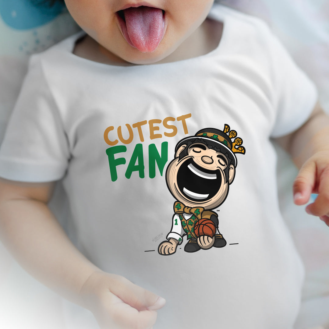 Boston Basketball Newborn & Infant Lil' Lucky 'Cutest Fan' Jersey Bodysuit | Hand-Drawn Art | Gifts for Newborns