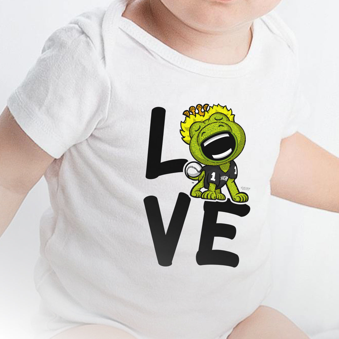 Chicago Baseball Newborn & Infant Lil' Southpaw 'LOVE' Jersey Bodysuit | Hand-Drawn Art | Gifts for Newborns