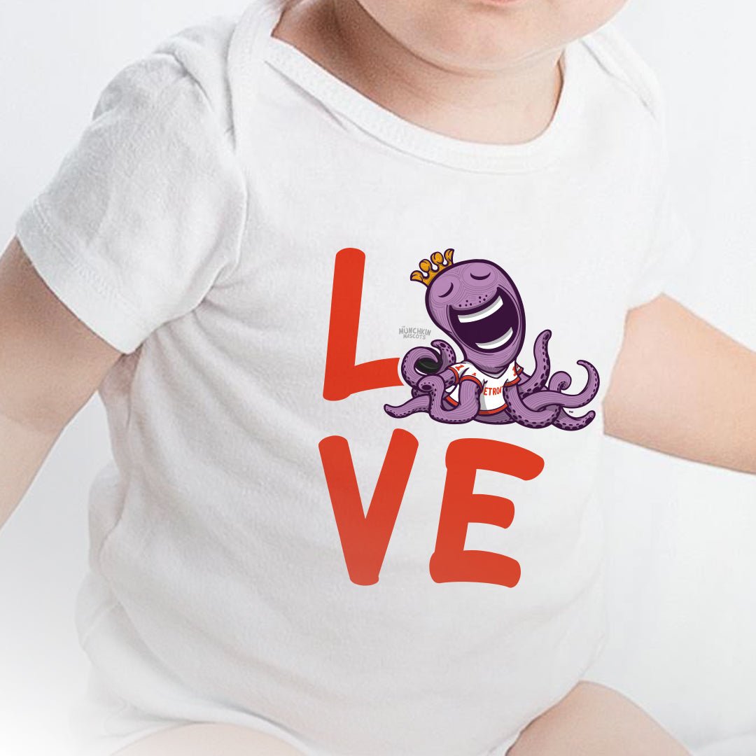 Detroit Hockey Newborn & Infant Lil' Stanley 'LOVE' Jersey Bodysuit | Hand-Drawn Art | Gifts for Newborns