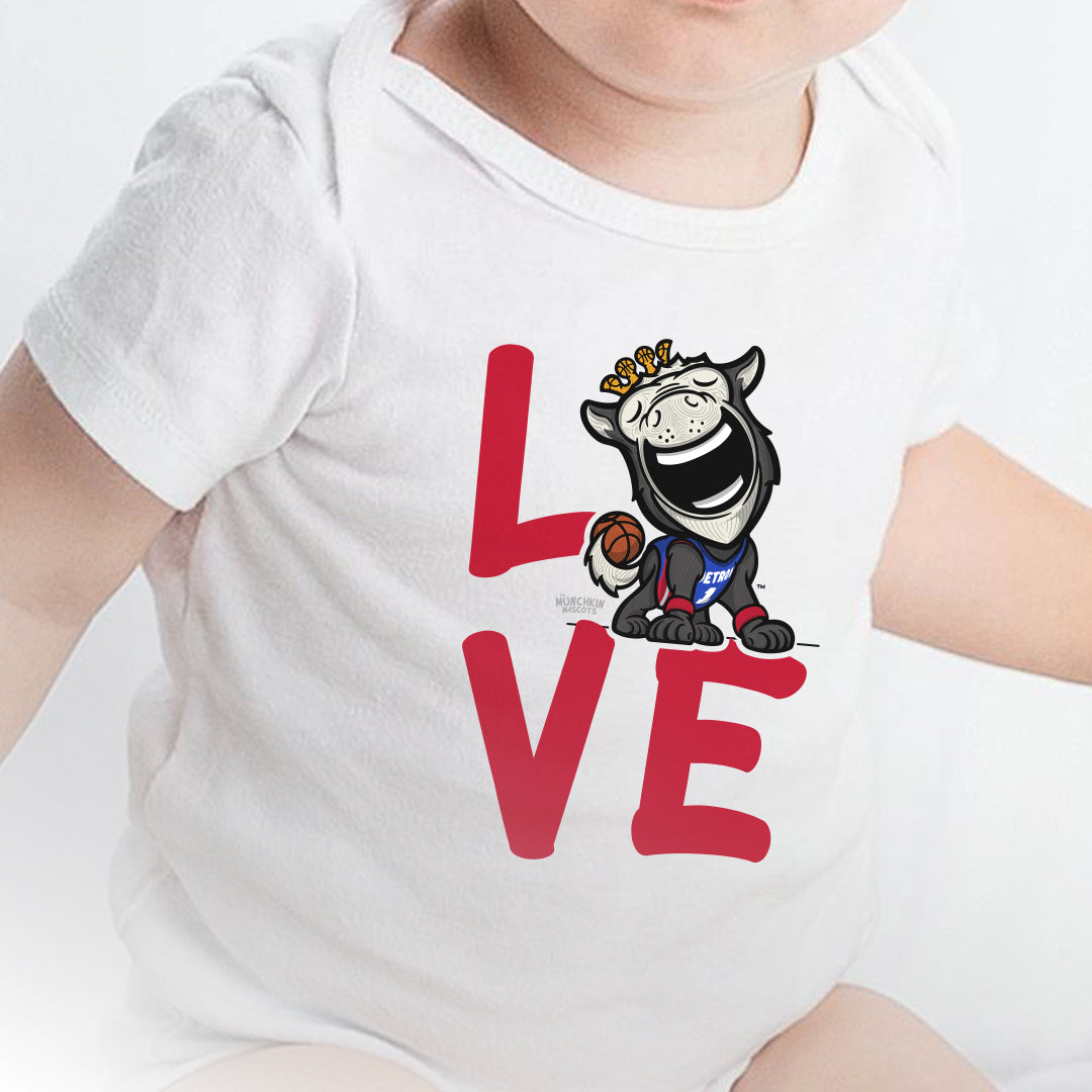 Detroit Basketball Newborn & Infant Lil' Hooper 'LOVE' Jersey Bodysuit | Hand-Drawn Art | Gifts for Newborns