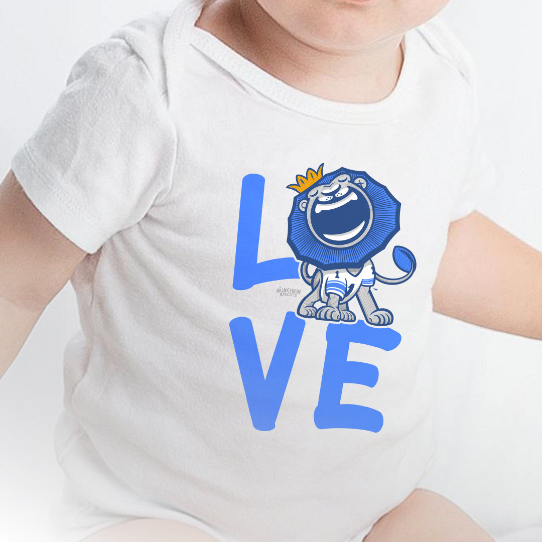 Detroit Football Newborn & Infant Lil' Roary 'LOVE' Jersey Bodysuit | Hand-Drawn Art | Gifts for Newborns