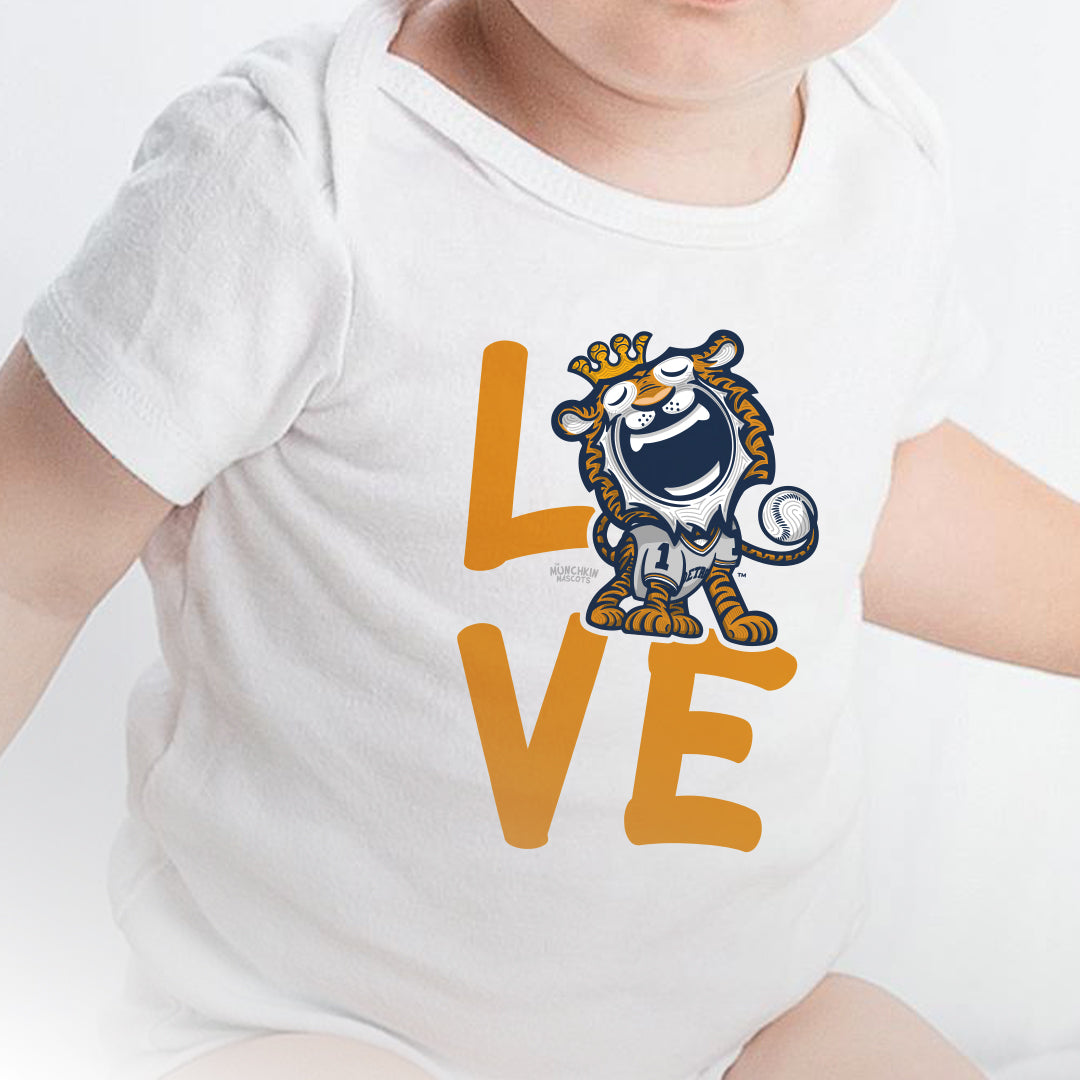 Detroit Baseball Newborn & Infant Lil' Paws 'LOVE' Jersey Bodysuit | Hand-Drawn Art | Gifts for Newborns