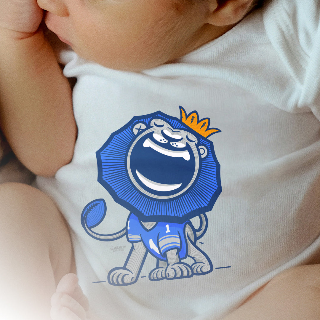 Detroit Football Newborn & Infant Lil' Roary 'Munchkin Mascot' Jersey Bodysuit | Hand-Drawn Art | Gifts for Newborns