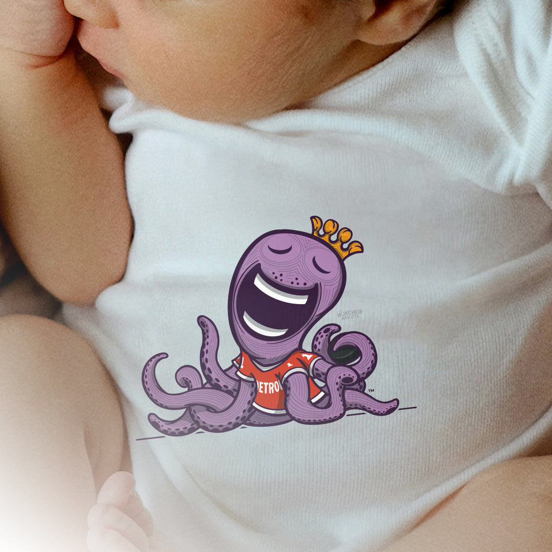 Detroit Hockey Newborn & Infant Lil' Stanley 'Munchkin Mascot' Jersey Bodysuit | Hand-Drawn Art | Gifts for Newborns
