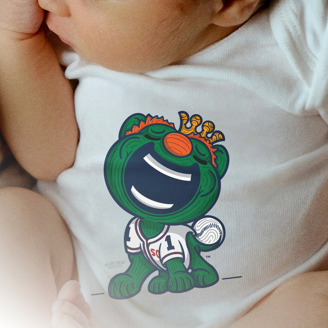 Boston Baseball Newborn & Infant Lil' Wally 'Munchkin Mascot' Jersey Bodysuit | Hand-Drawn Art | Gifts for Newborns