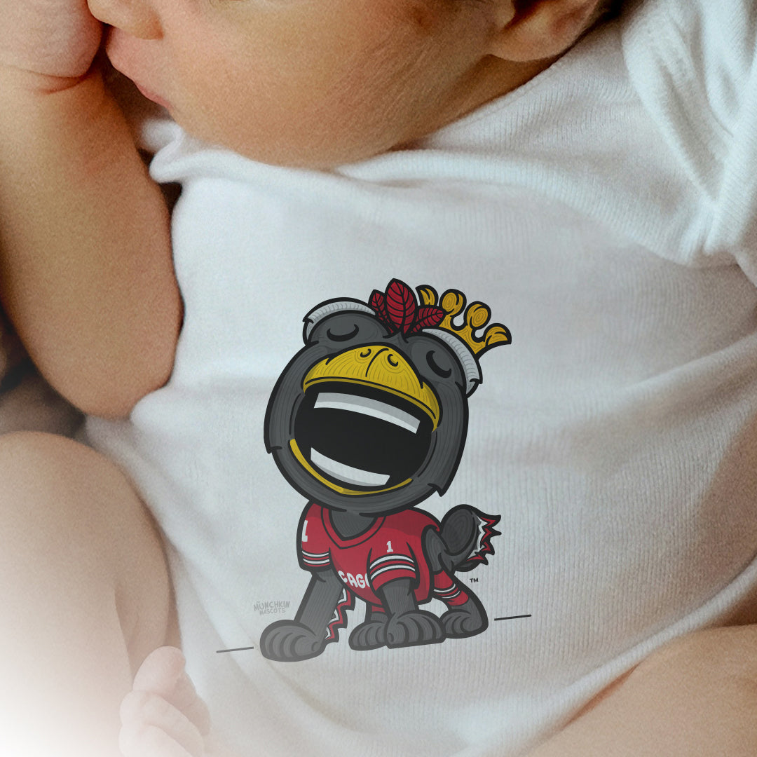 Chicago Hockey Newborn & Infant Lil' Tommy 'Munchkin Mascot' Jersey Bodysuit | Hand-Drawn Art | Gifts for Newborns