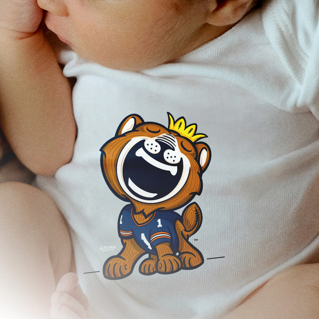 Chicago Football Newborn & Infant Lil' Staley 'Munchkin Mascot' Jersey Bodysuit | Hand-Drawn Art | Gifts for Newborns