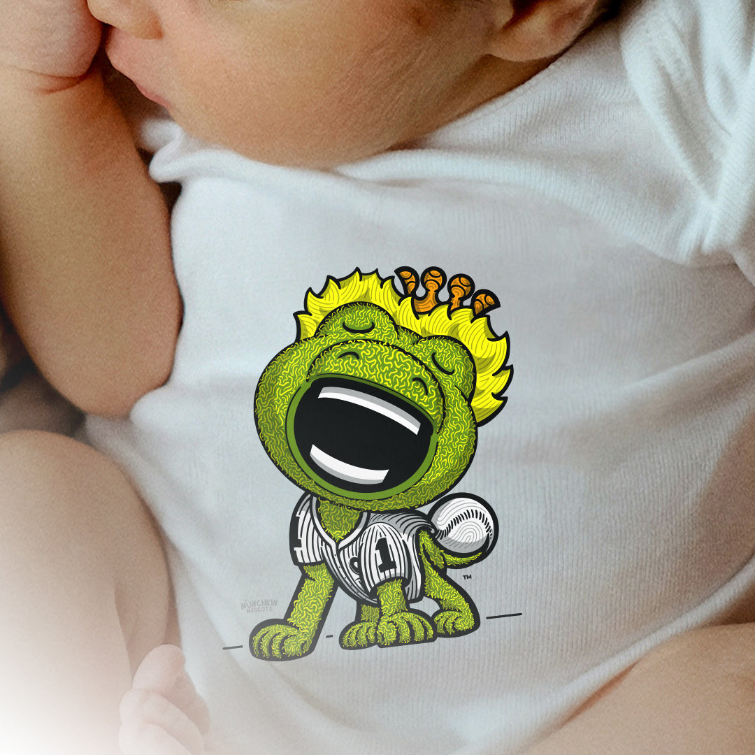 Chicago Baseball Newborn & Infant Lil' Southpaw 'Munchkin Mascot' Jersey Bodysuit | Hand-Drawn Art | Gifts for Newborns