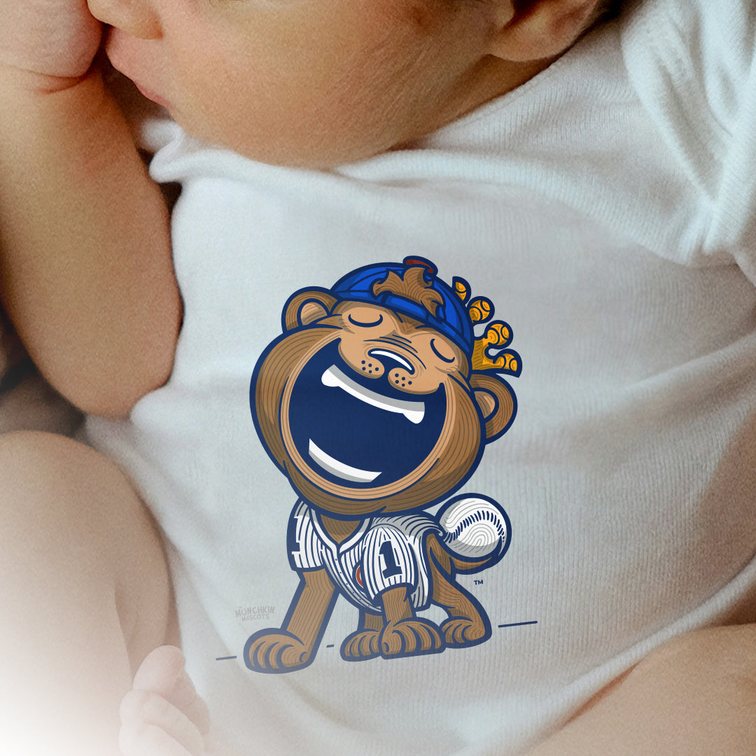 Chicago Baseball Newborn & Infant Lil' Clark 'Munchkin Mascot' Jersey Bodysuit | Hand-Drawn Art | Gifts for Newborns