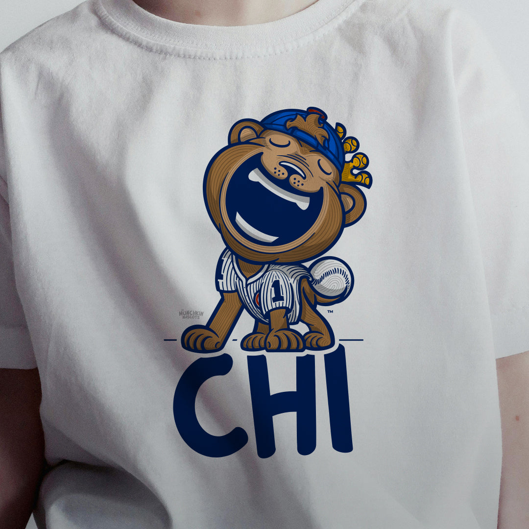 Chicago Baseball Toddler Tshirt Lil' Clark 'CHI' | Hand-Drawn Art | Gifts for Kids
