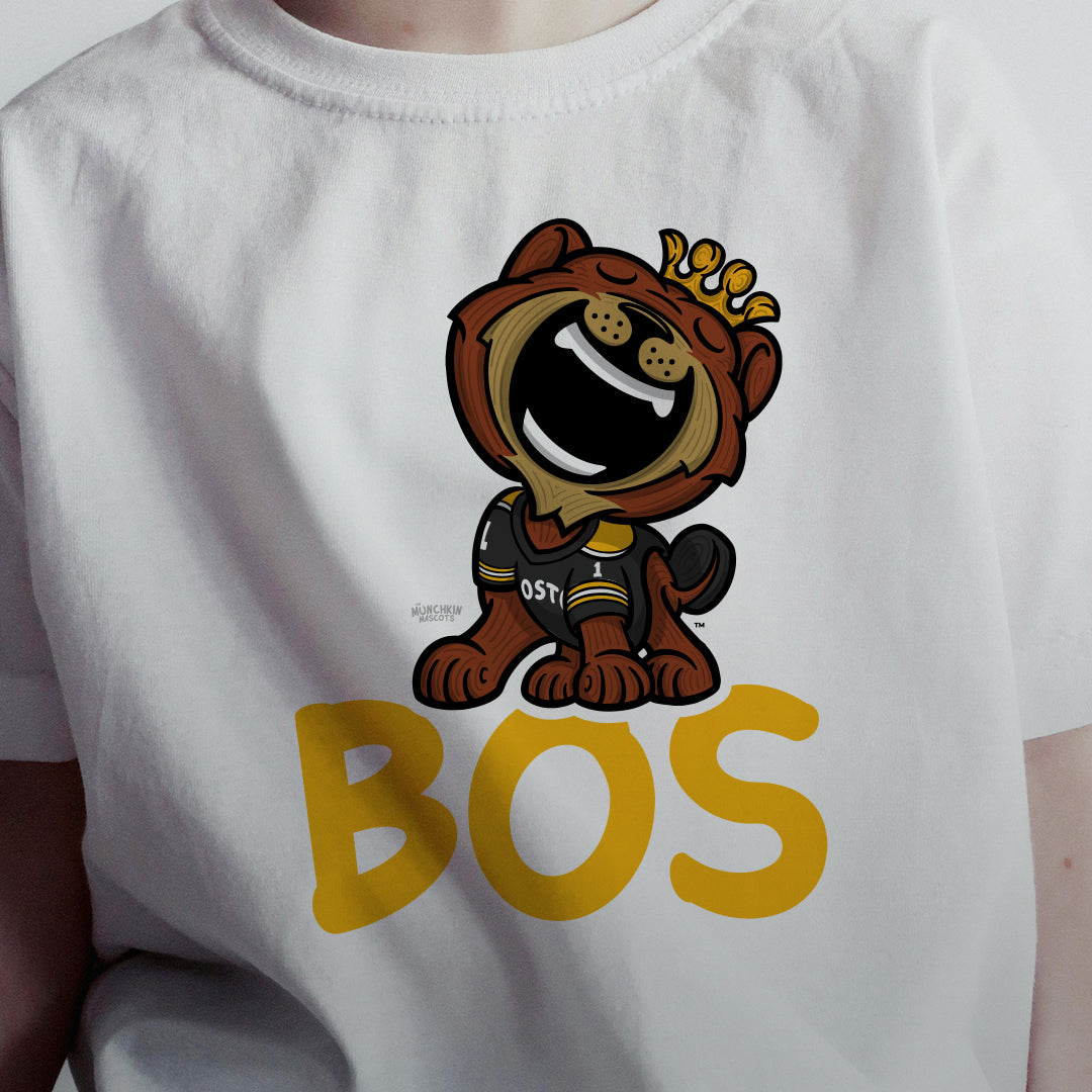 Boston Hockey Toddler Tshirt Lil' Blades 'BOS' | Hand-Drawn Art | Gifts for Kids