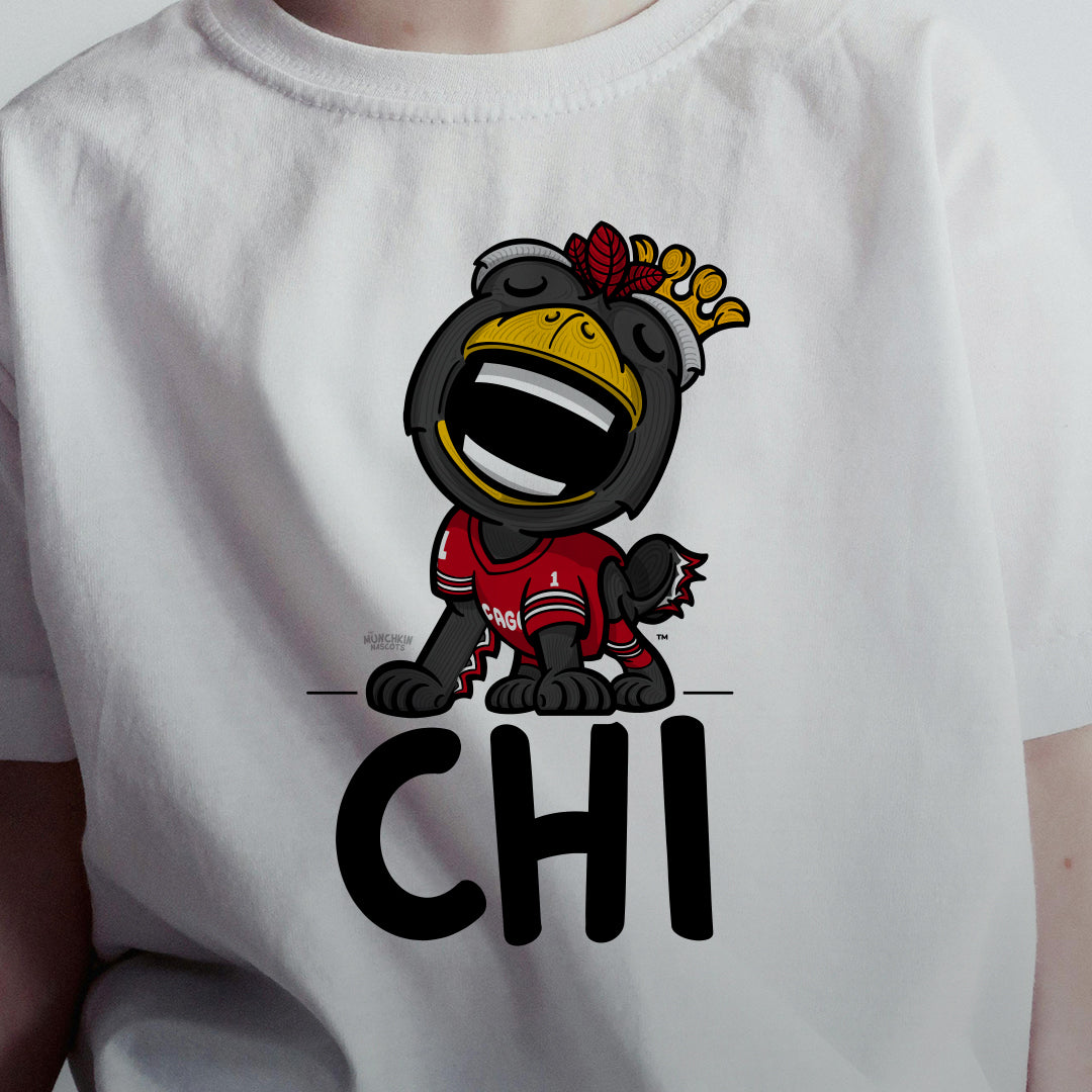 Chicago Hockey Toddler Tshirt Lil' Tommy 'CHI' | Hand-Drawn Art | Gifts for Kids
