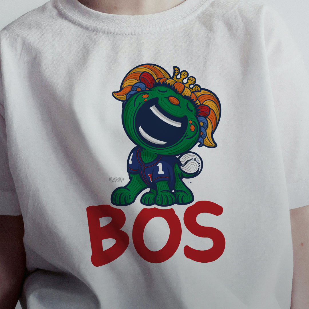 Boston Baseball Toddler Tshirt Lil' Miss Tessie 'BOS' | Hand-Drawn Art | Gifts for Kids