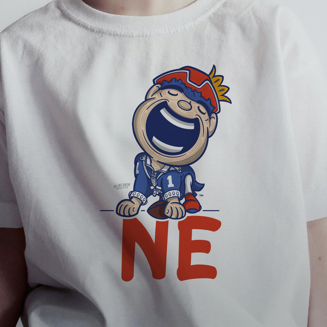 New England Football Toddler Tshirt Lil' Pat 'NE' | Hand-Drawn Art | Gifts for Kids