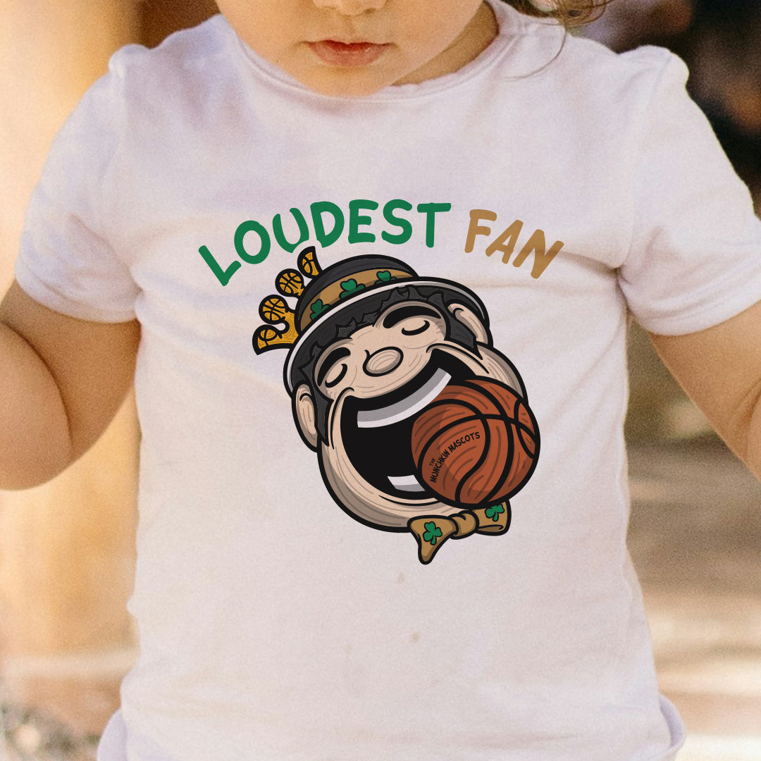Boston Basketball Toddler Tshirt Lil' Lucky 'Loudest Fan' | Hand-Drawn Art | Gifts for Kids