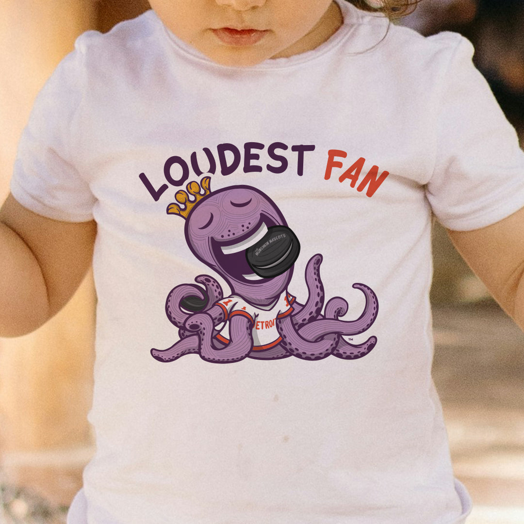 Detroit Hockey Toddler Tshirt Lil' Stanley 'Loudest Fan' | Hand-Drawn Art | Gifts for Kids